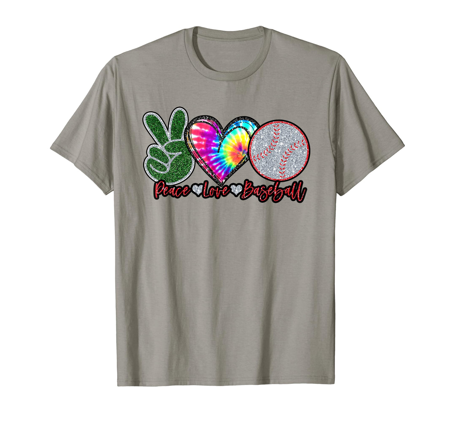 Peace Love Baseball Heart Hand T-Shirt - Fun Novelty Design for Adults - T-Shirt, Sweatshirt, Hoodie