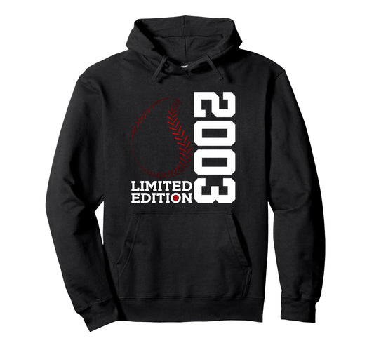 23Rd Birthday Baseball 2003 Hoodie - Minimalist Print for Adults - T-Shirt, Sweatshirt, Hoodie