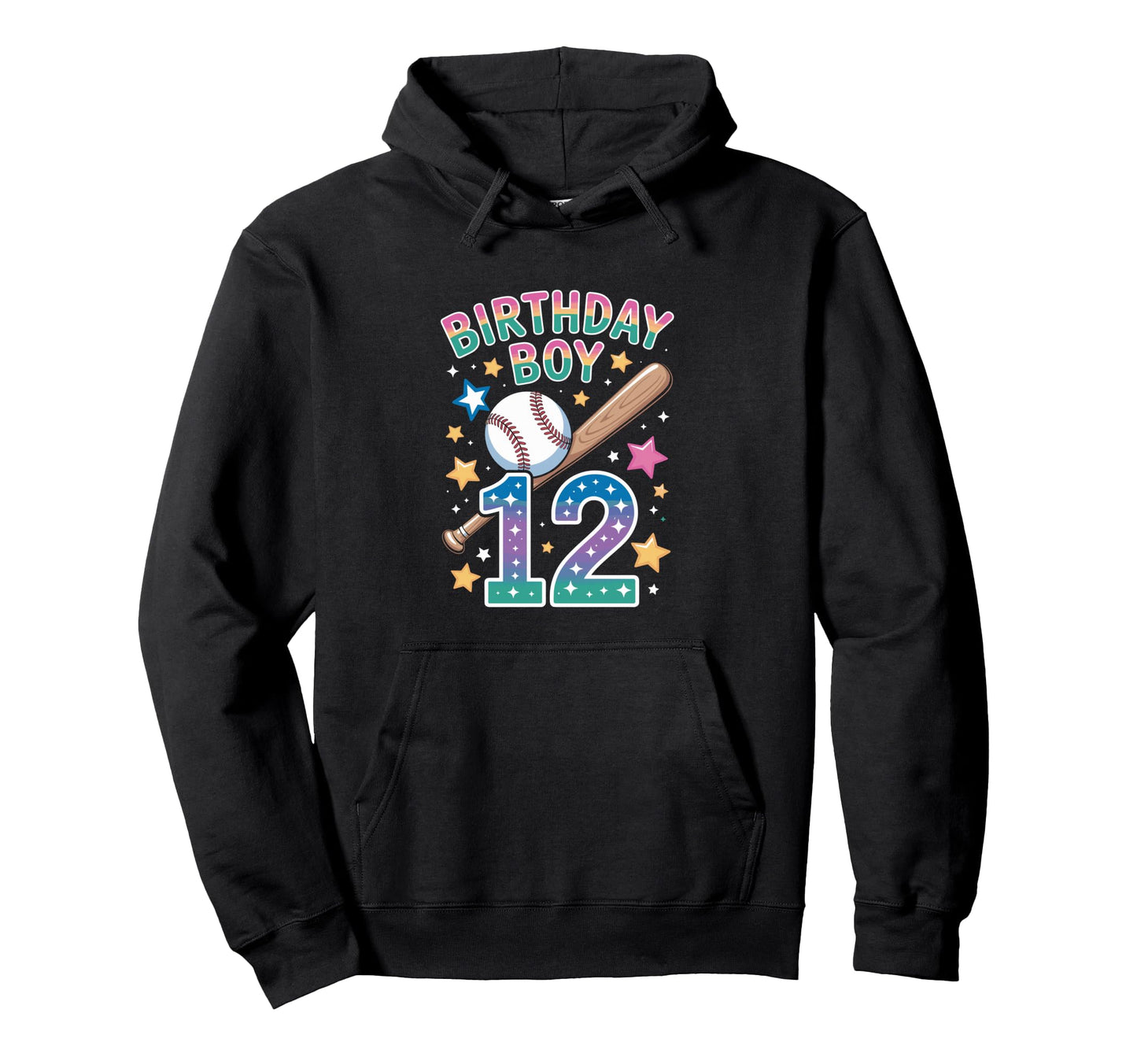 Birthday 12Th Birthday Baseball Hoodie - Graphic Print for Adults - T-Shirt, Sweatshirt, Hoodie