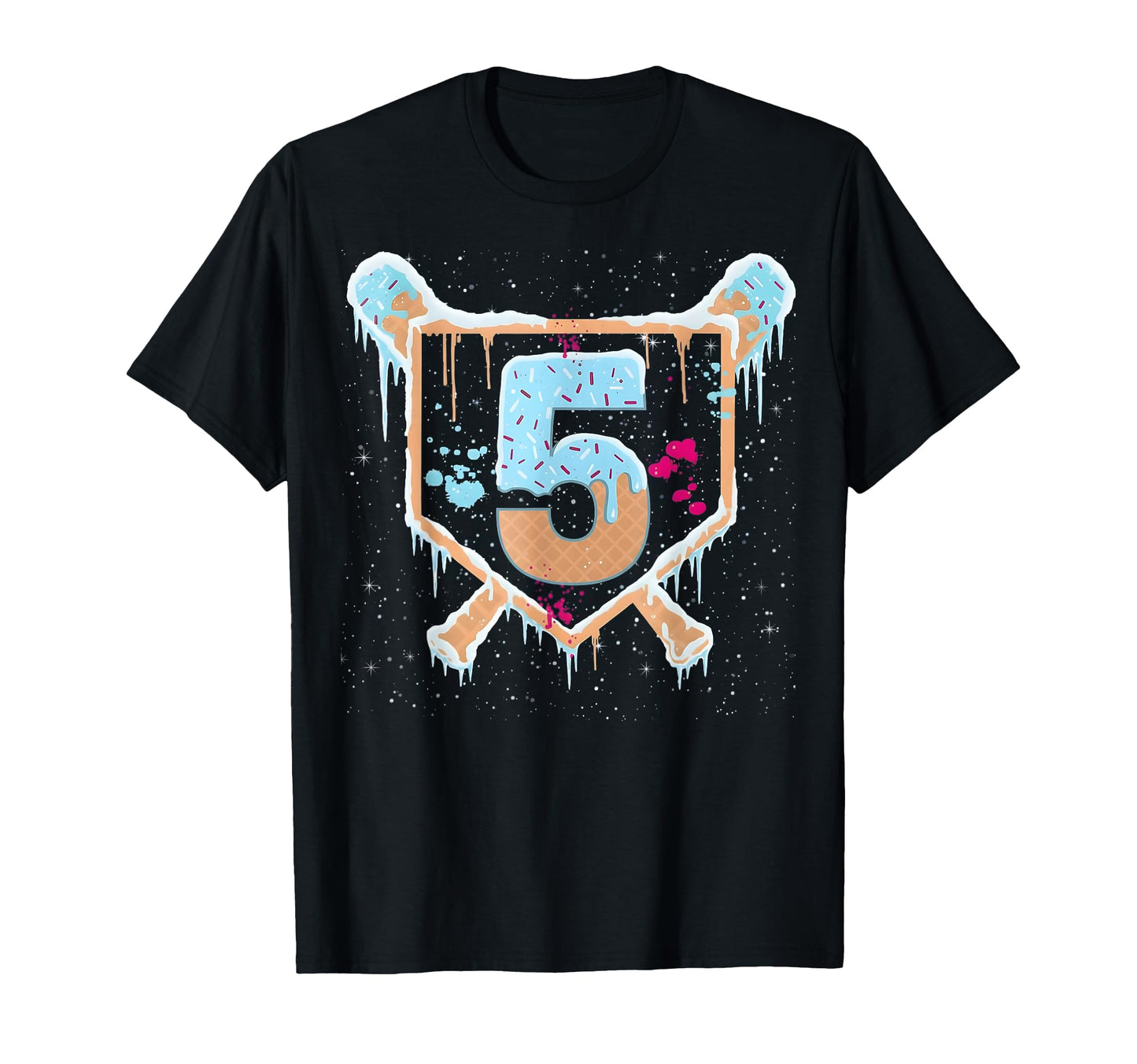 Baseball 5 Year Old Ice Cream Drip T-Shirt - Fun Novelty Design Men Women - T-Shirt, Sweatshirt, Hoodie