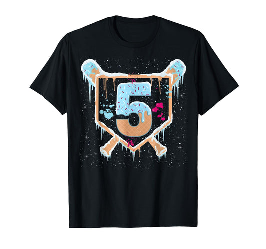 Baseball 5 Year Old Ice Cream Drip T-Shirt - Fun Novelty Design Men Women - T-Shirt, Sweatshirt, Hoodie