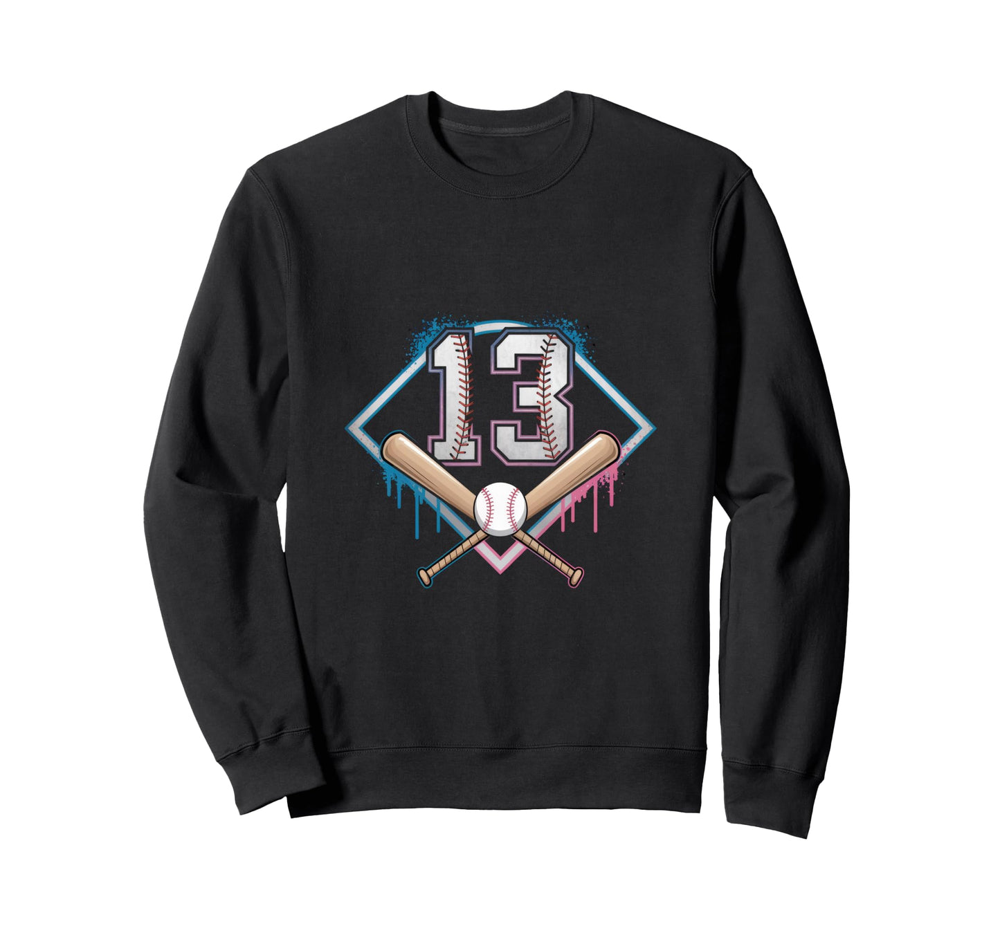 Baseball Home Ice Cream 13Th Birthday Sweatshirt - Graphic Print Unisex - T-Shirt, Sweatshirt, Hoodie