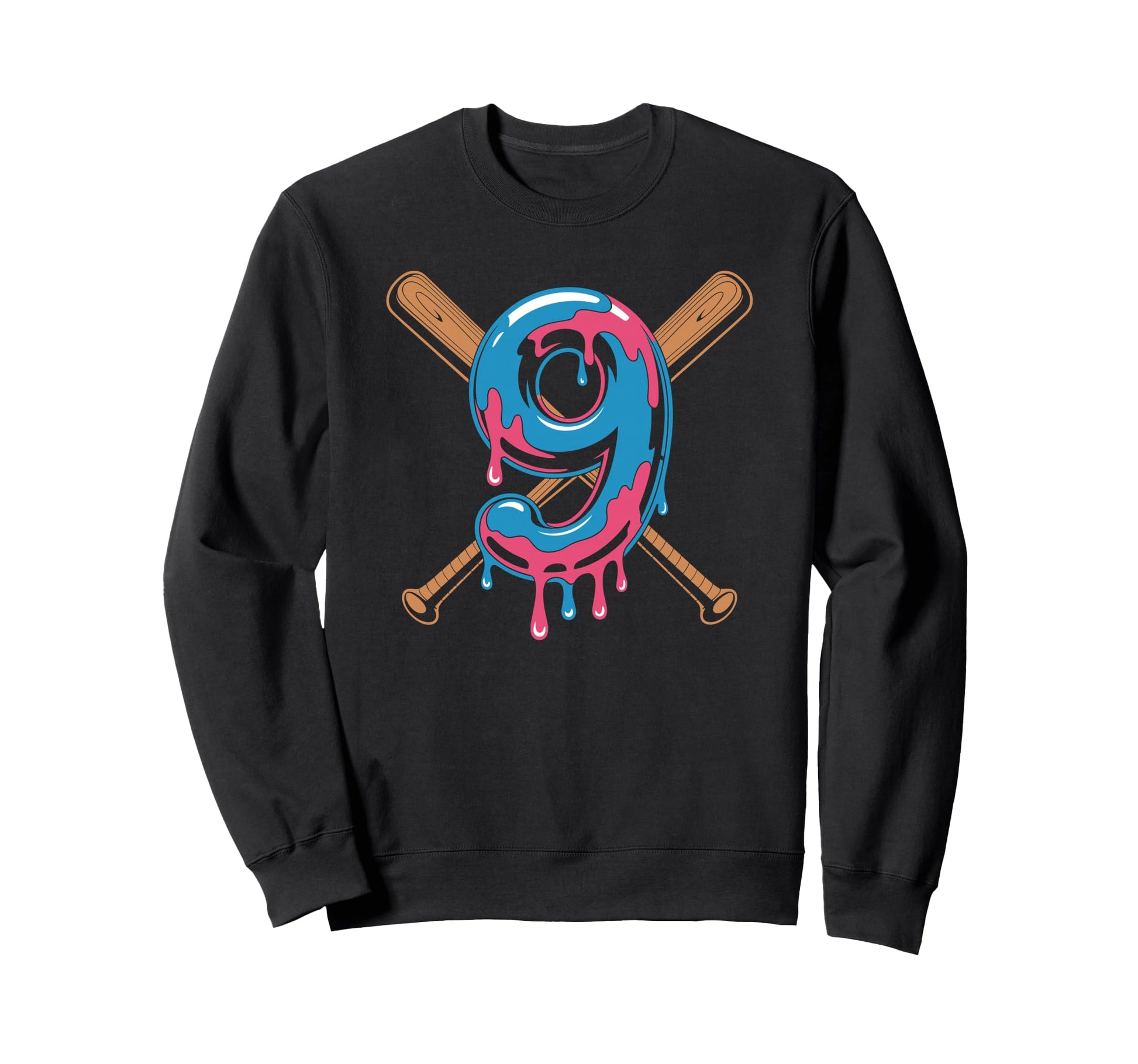 Baseball Drip Birthday Theme Nine Year Sweatshirt - Graphic Print Unisex - T-Shirt, Sweatshirt, Hoodie