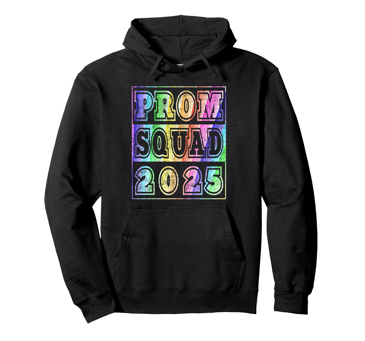 Prom Squad 2025 Rainbow Stripes School Hoodie - Streetwear Style Men Women - T-Shirt, Sweatshirt, Hoodie