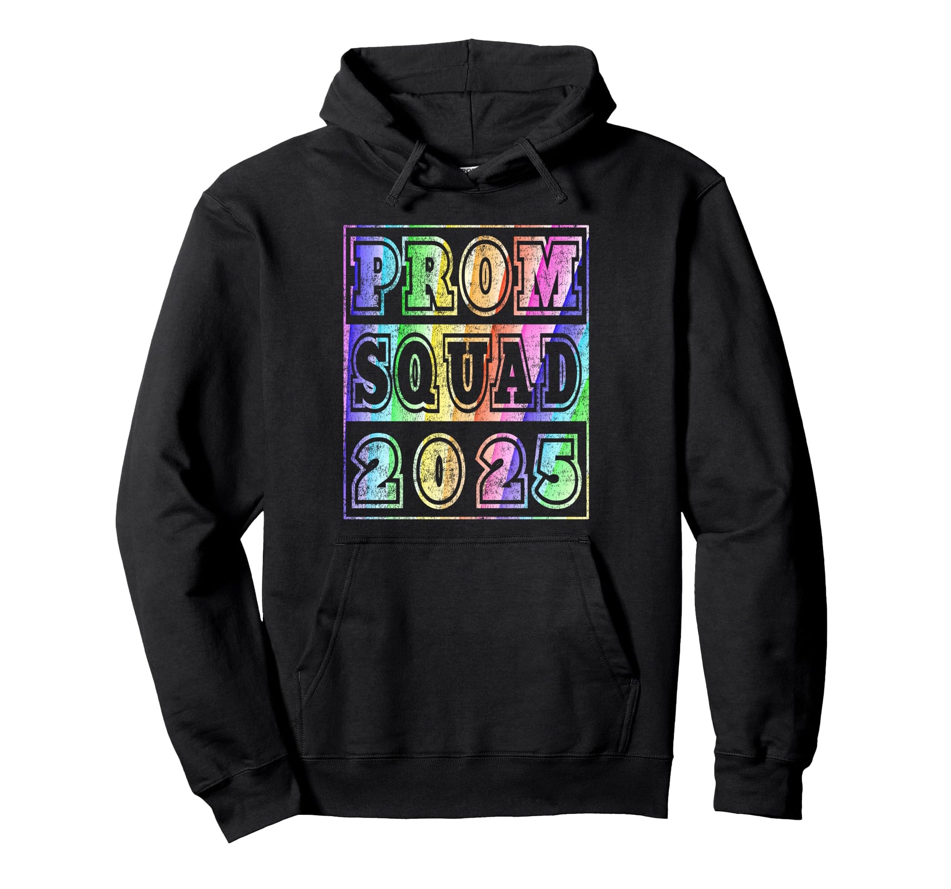 Prom Squad 2025 Rainbow Stripes School Hoodie - Streetwear Style Men Women - T-Shirt, Sweatshirt, Hoodie