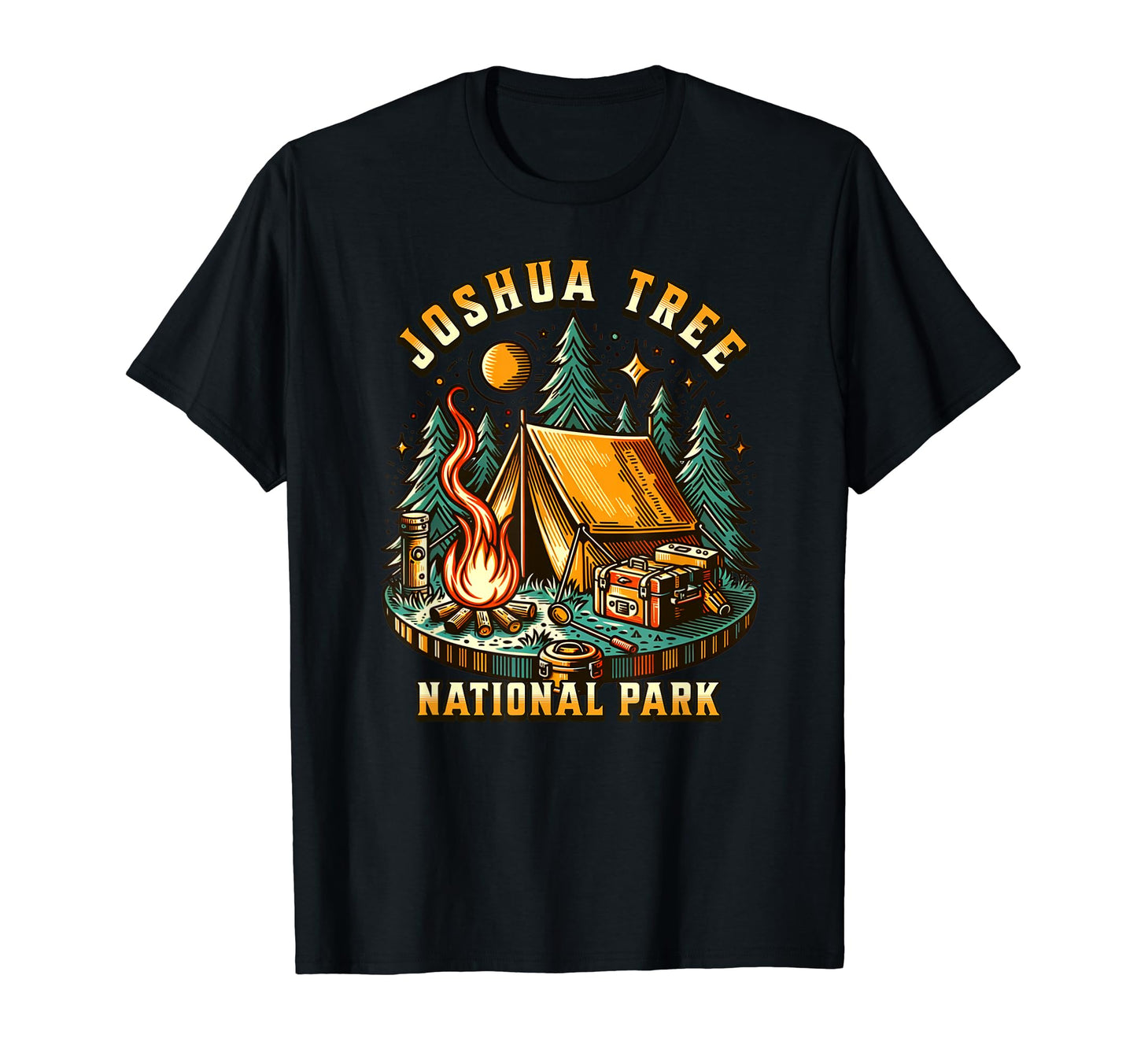Camping Forest Tent Campfire Joshua T-Shirt - Custom Art Print for Adults - T-Shirt, Sweatshirt, Hoodie
