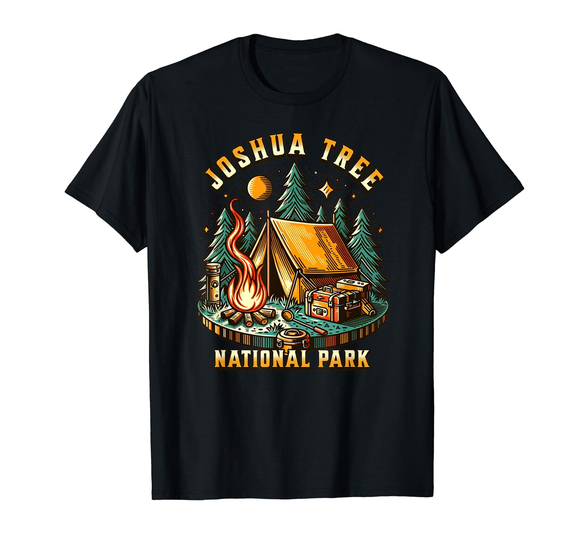 Camping Forest Tent Campfire Joshua T-Shirt - Custom Art Print for Adults - T-Shirt, Sweatshirt, Hoodie