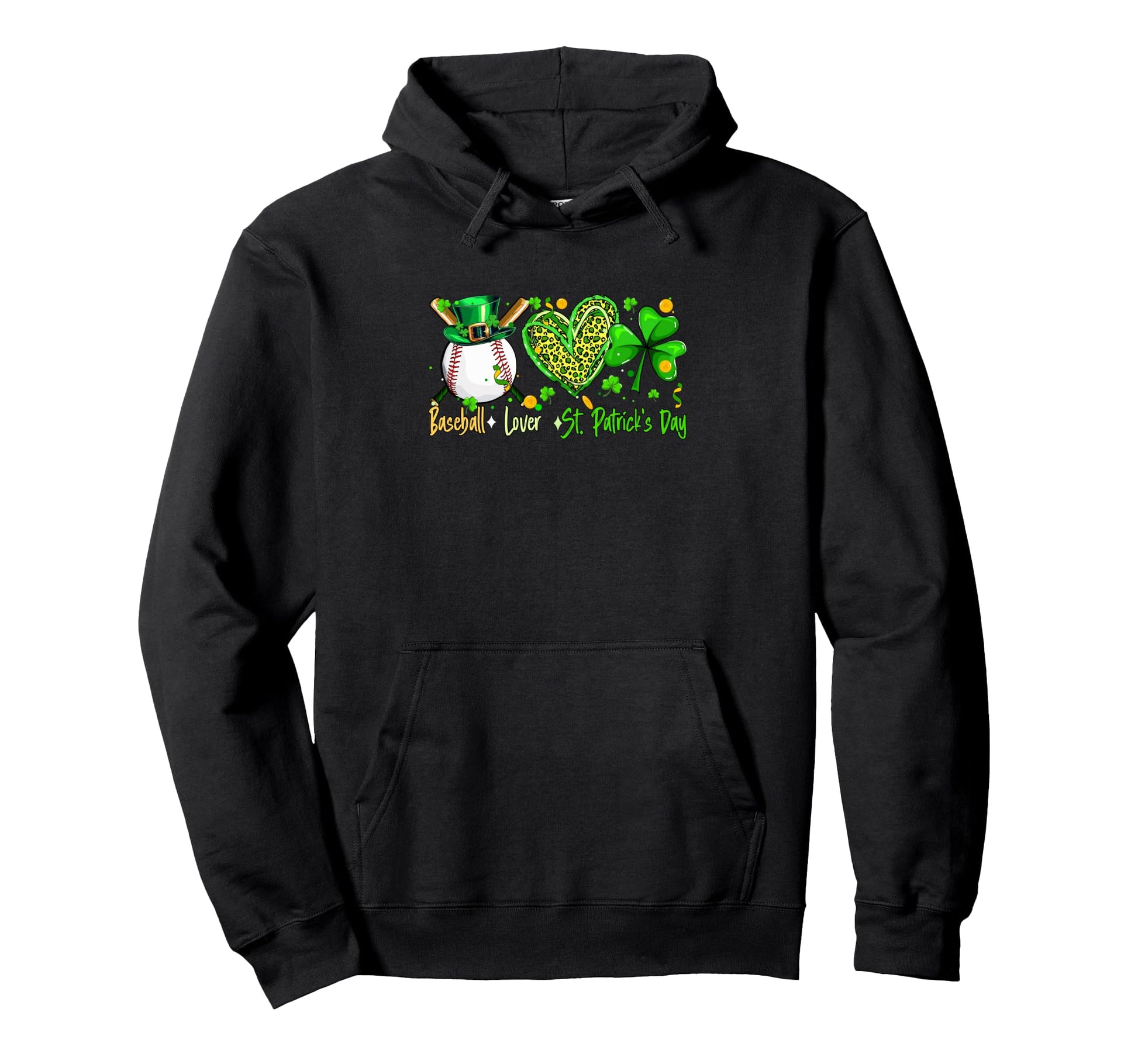 Baseball Lover St Patricks Day Player Hoodie - Trendy Graphic for Adults - T-Shirt, Sweatshirt, Hoodie