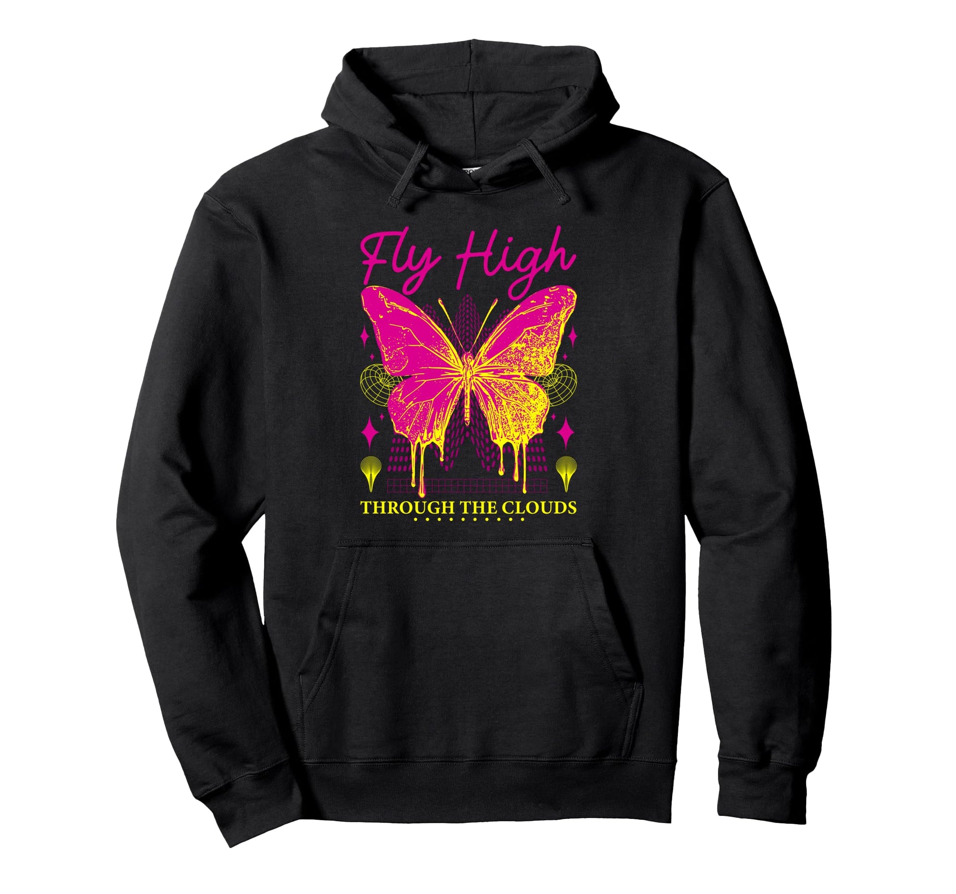 Y2K Butterfly Bold Urban Graffiti Hoodie - Fun Novelty Design Unisex - T-Shirt, Sweatshirt, Hoodie