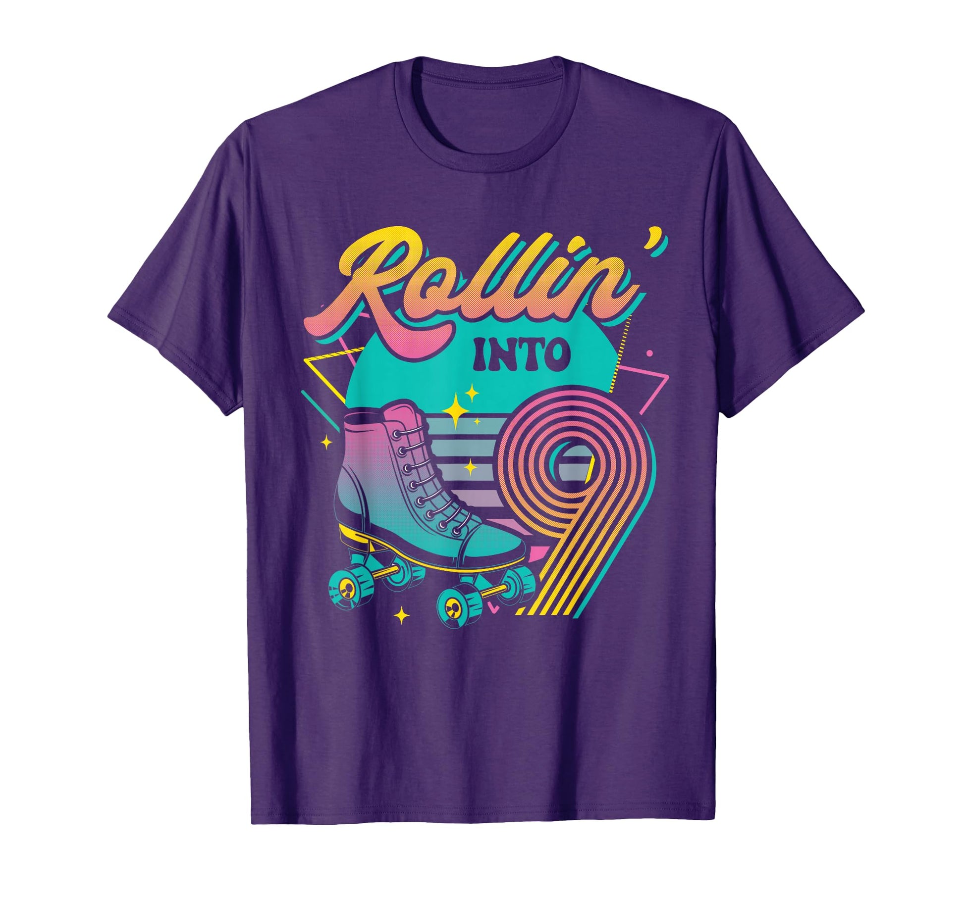 Roller Skate 9Th Birthday Party T-Shirt - Minimalist Print Men Women - T-Shirt, Sweatshirt, Hoodie