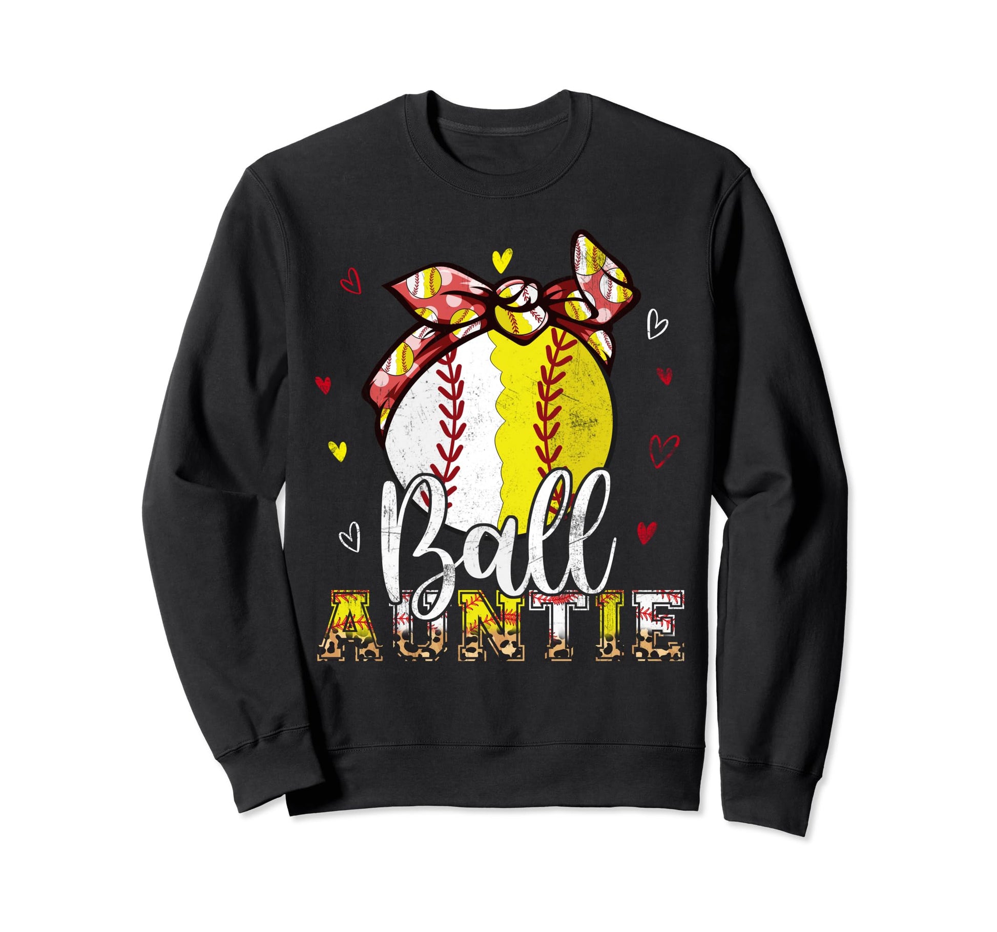 Softball Baseball Ball Auntie Sweatshirt - Aesthetic Graphic Men Women - T-Shirt, Sweatshirt, Hoodie
