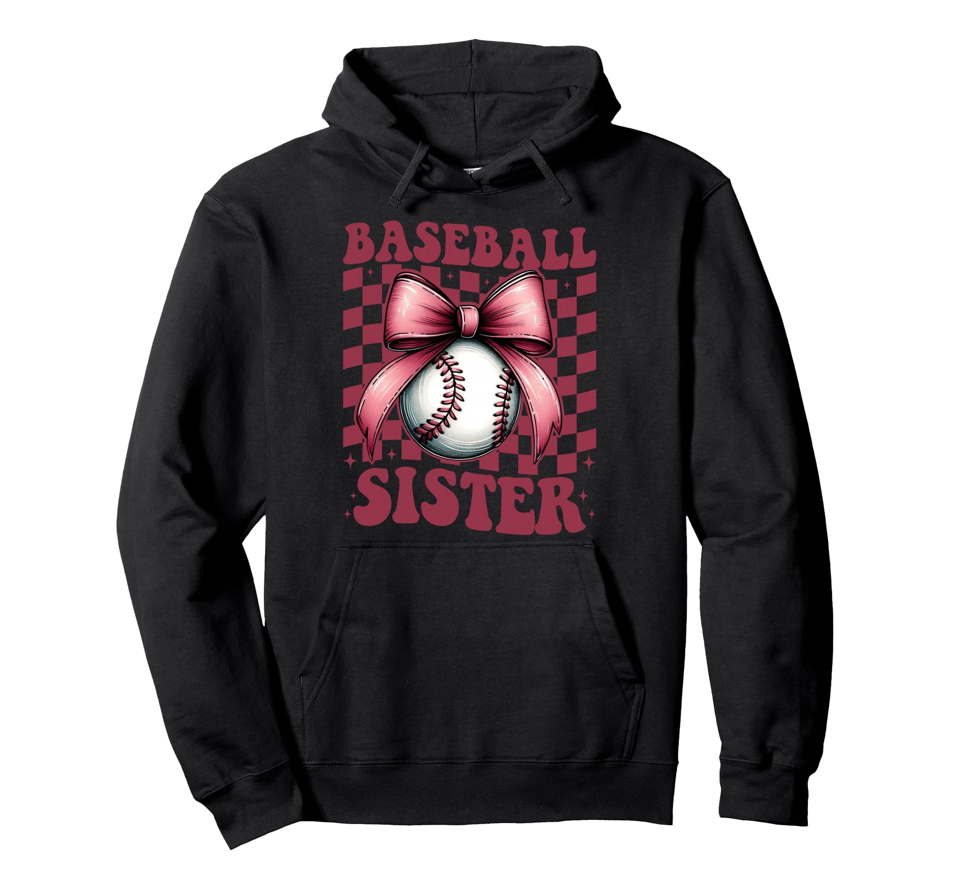 Baseball Sister Baseball Coquette Bow Hoodie - Custom Art Print Unisex - T-Shirt, Sweatshirt, Hoodie