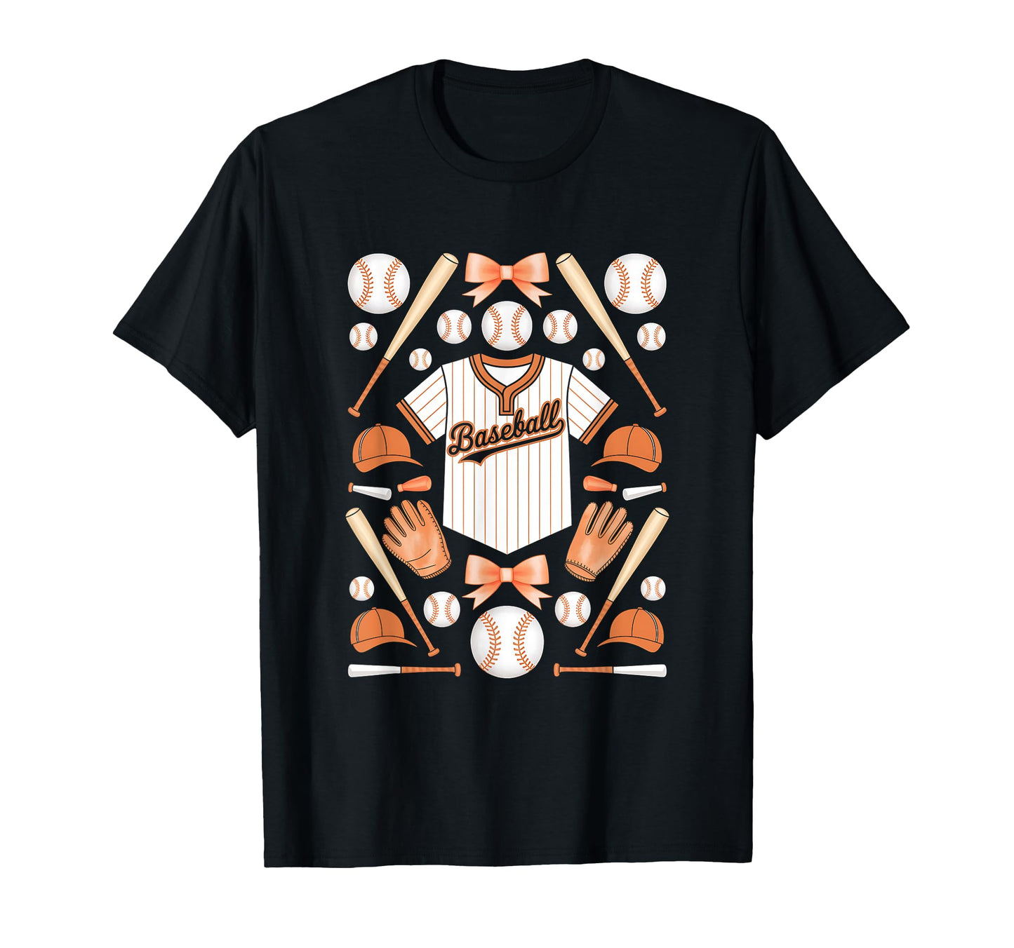 Baseball Orange Game Day Coquette Bow T-Shirt - Fun Novelty Design Unisex - T-Shirt, Sweatshirt, Hoodie