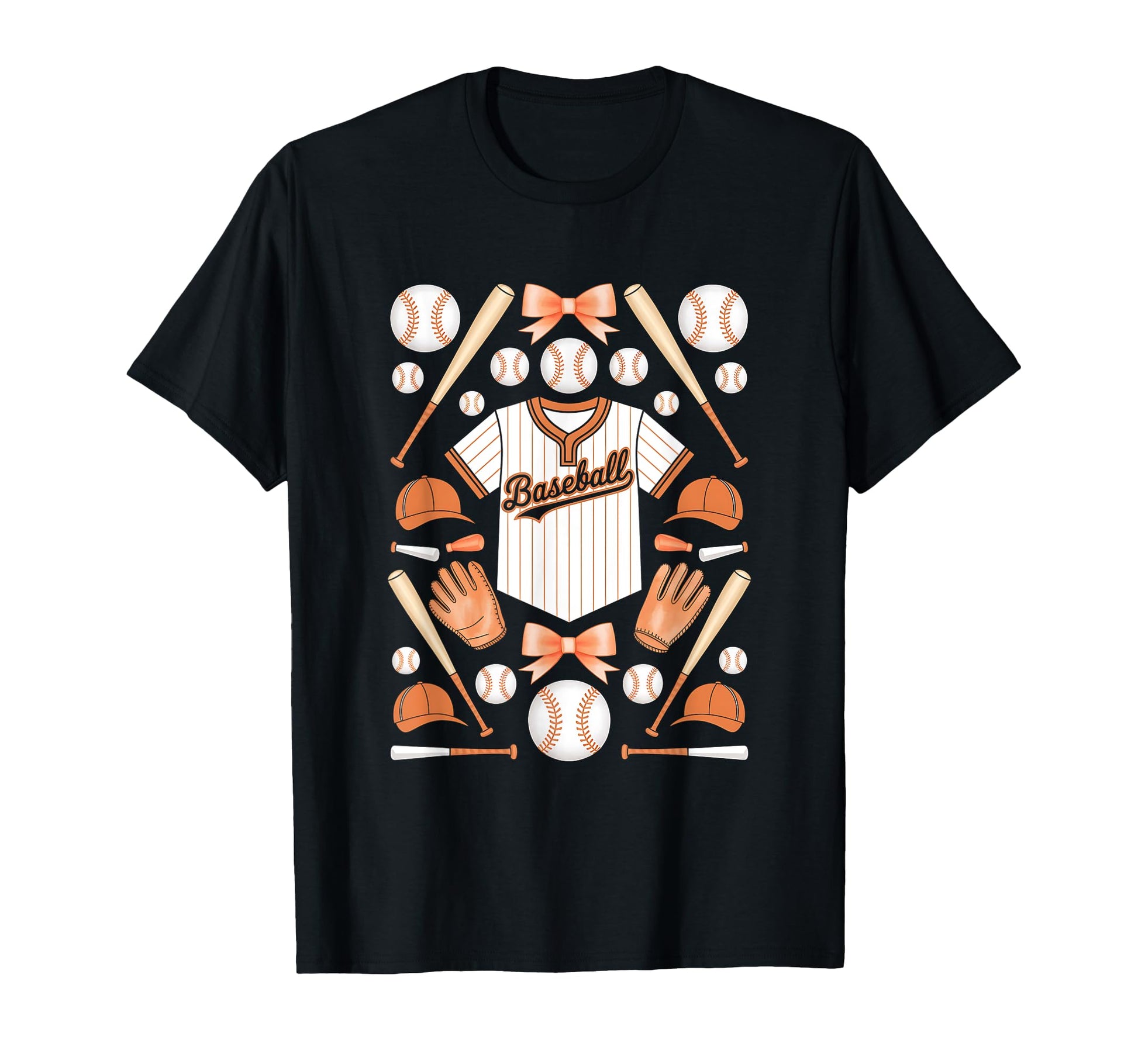 Baseball Orange Game Day Coquette Bow T-Shirt - Fun Novelty Design Unisex - T-Shirt, Sweatshirt, Hoodie