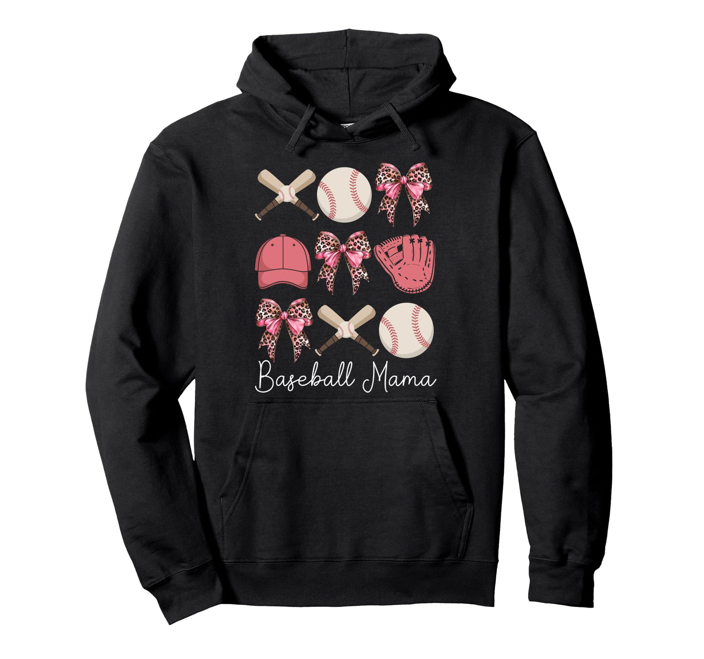 Baseball Mama Coquette Bow Baseball Mom Hoodie - Aesthetic Graphic Unisex - T-Shirt, Sweatshirt, Hoodie