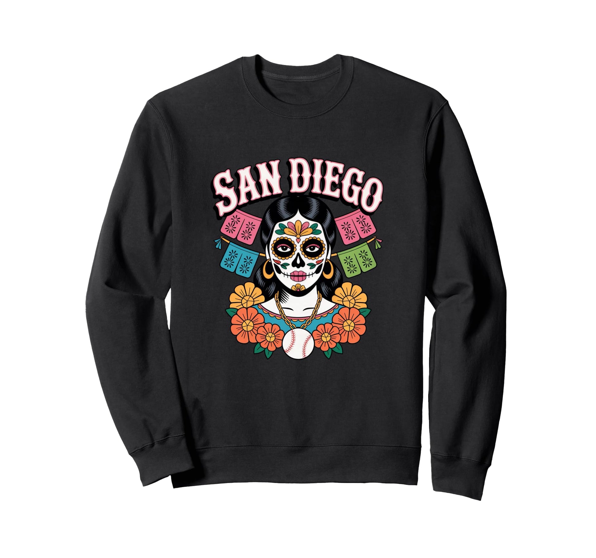 San Diego Sugar Skull Baseball Dia De Sweatshirt - Trendy Graphic Unisex - T-Shirt, Sweatshirt, Hoodie