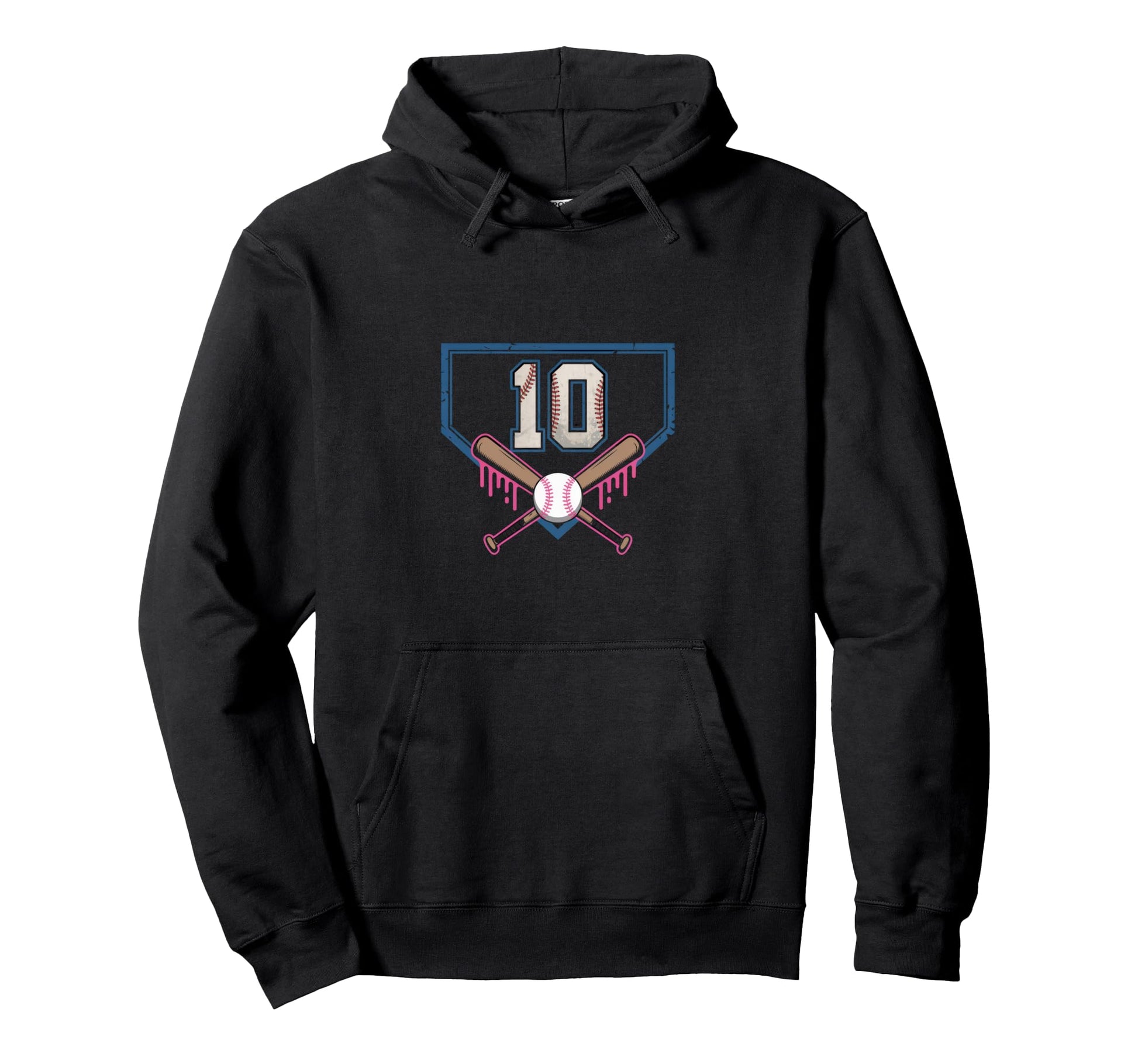 10Th Birthday Baseball Home Ice Cream Hoodie - Novelty Apparel for Adults - T-Shirt, Sweatshirt, Hoodie