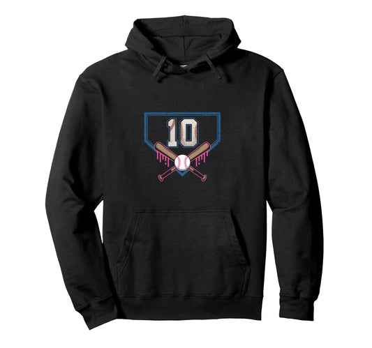 10Th Birthday Baseball Home Ice Cream Hoodie - Novelty Apparel for Adults - T-Shirt, Sweatshirt, Hoodie