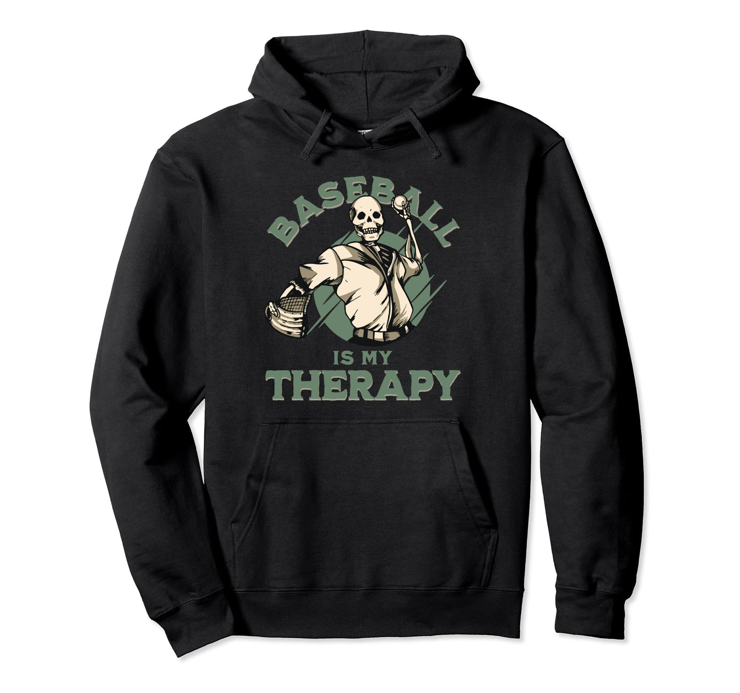 Skull Pitcher Baseball Therapy Funny Hoodie - Novelty Apparel for Adults - T-Shirt, Sweatshirt, Hoodie