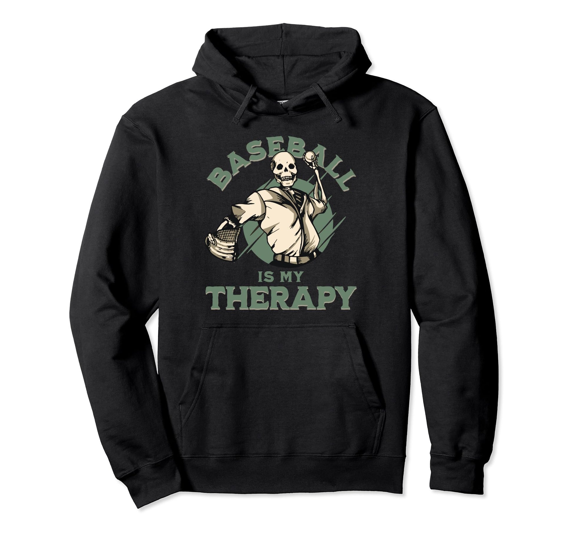 Skull Pitcher Baseball Therapy Funny Hoodie - Novelty Apparel for Adults - T-Shirt, Sweatshirt, Hoodie