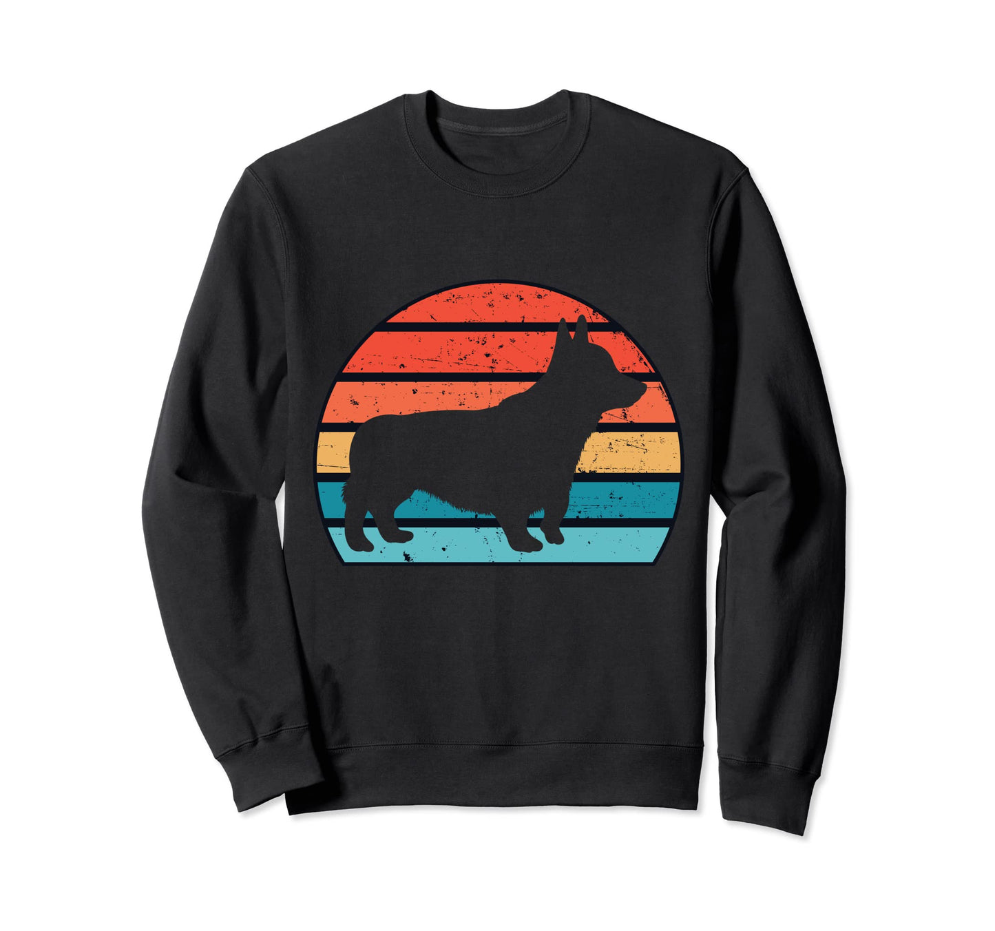 Corgi Silhouette Sunset Stripes Sweatshirt - Aesthetic Graphic Men Women - T-Shirt, Sweatshirt, Hoodie