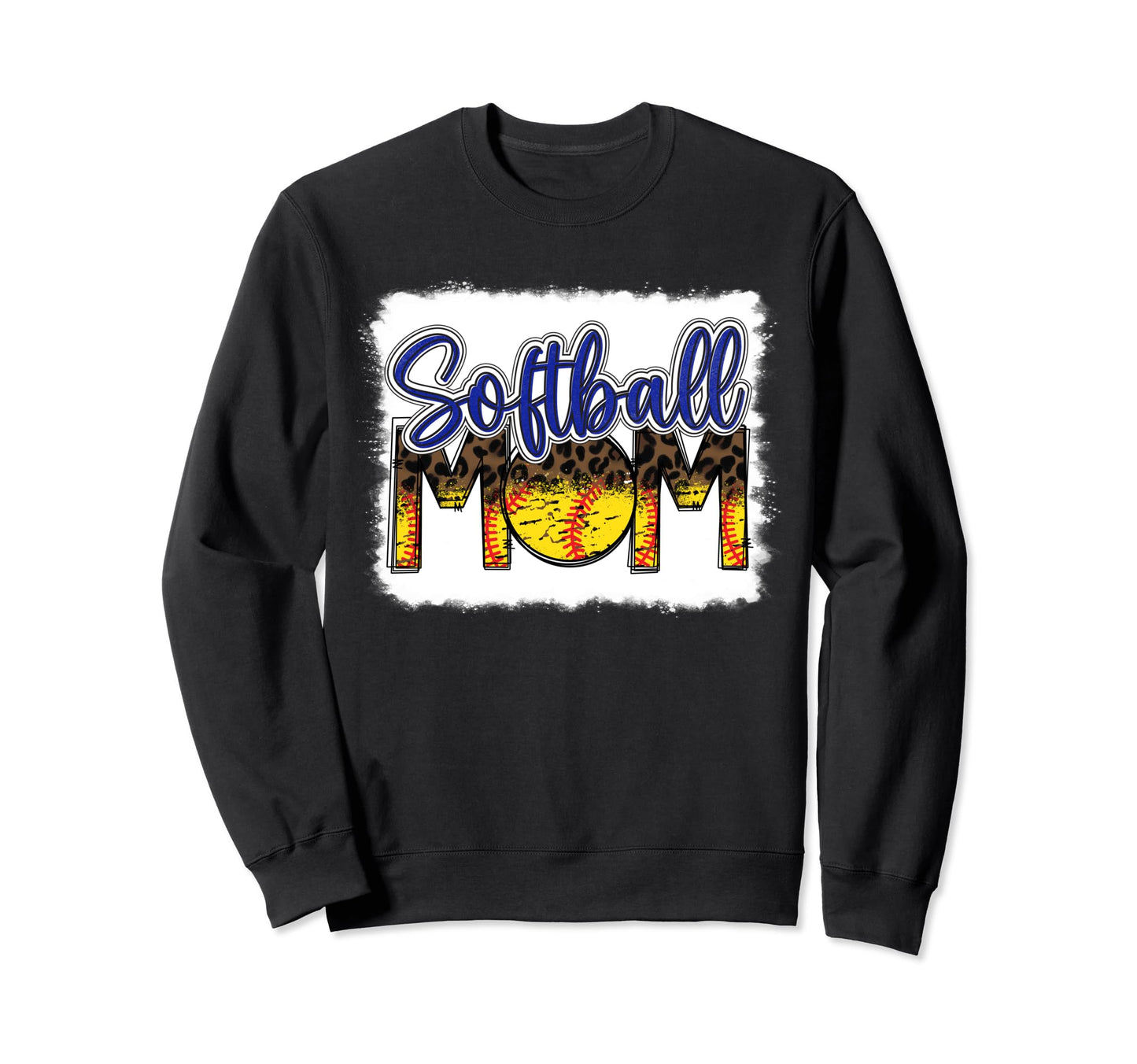 Bleached Softball Mom Leopard Sweatshirt - Novelty Apparel for Adults - T-Shirt, Sweatshirt, Hoodie