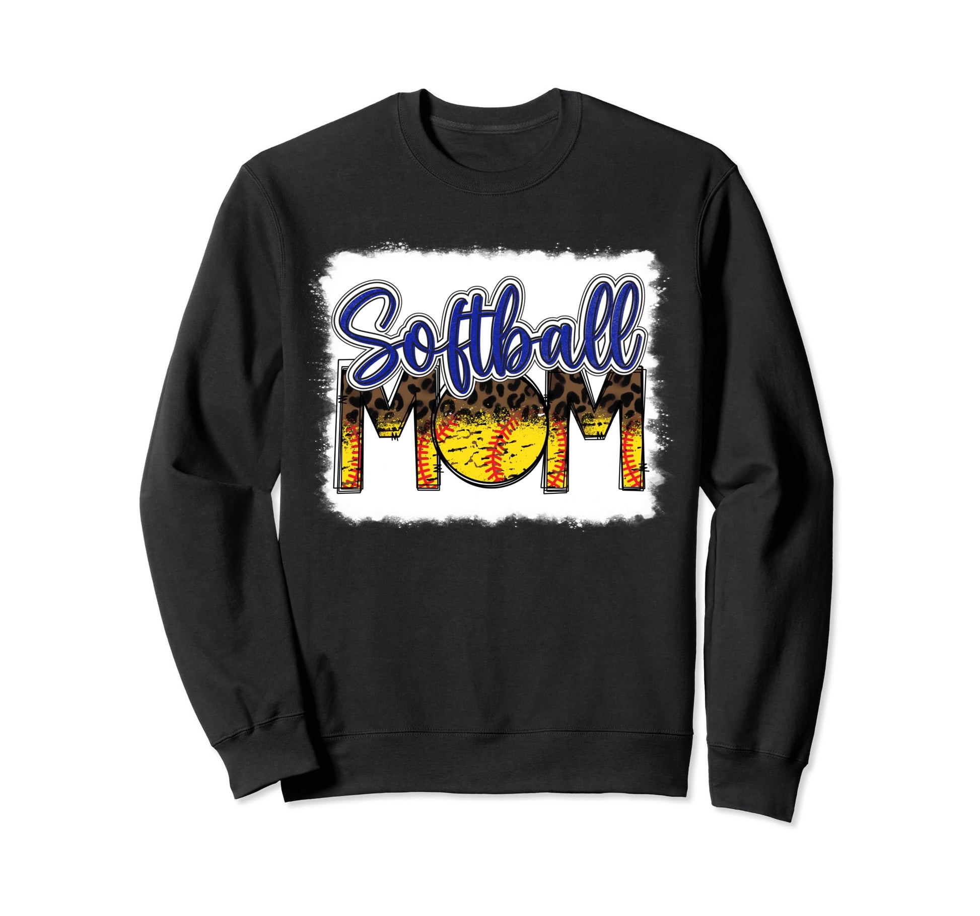 Bleached Softball Mom Leopard Sweatshirt - Novelty Apparel for Adults - T-Shirt, Sweatshirt, Hoodie