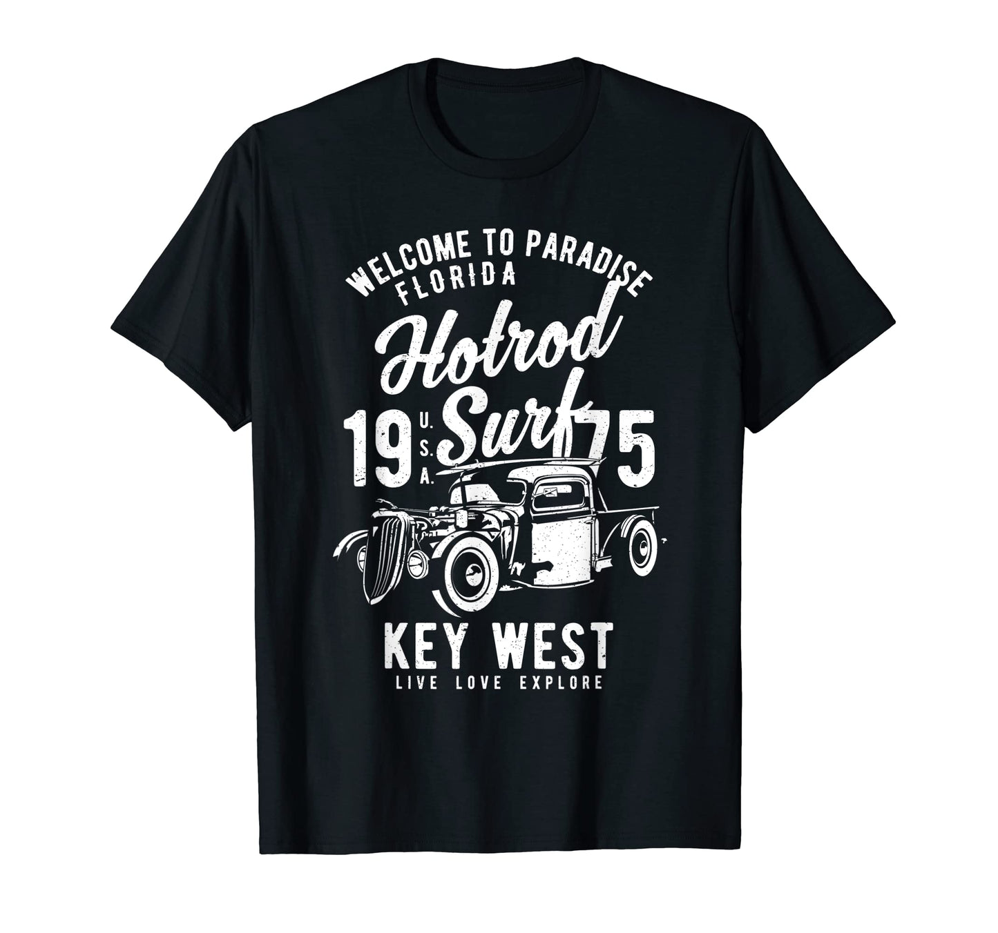 Key West Florida Hotrod Surf T-Shirt - Custom Art Print for Adults - T-Shirt, Sweatshirt, Hoodie