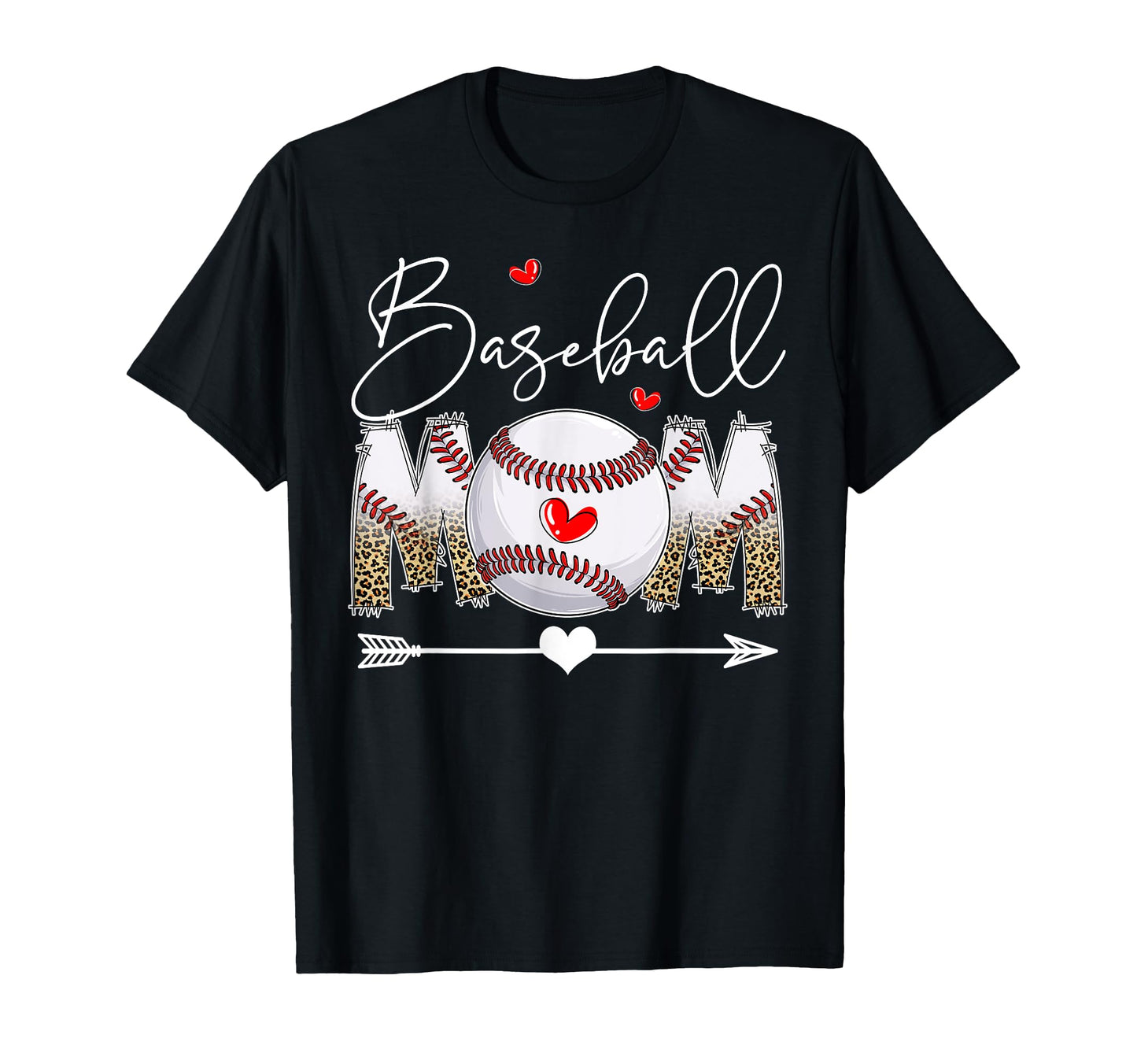 Funny Baseball Mom Leopard Baseball T-Shirt - Trendy Graphic for Adults - T-Shirt, Sweatshirt, Hoodie