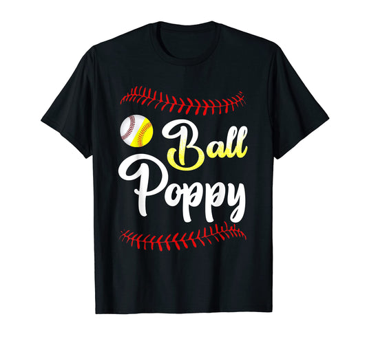 Ball Poppy Love Softball Baseball T-Shirt - Minimalist Print for Adults - T-Shirt, Sweatshirt, Hoodie