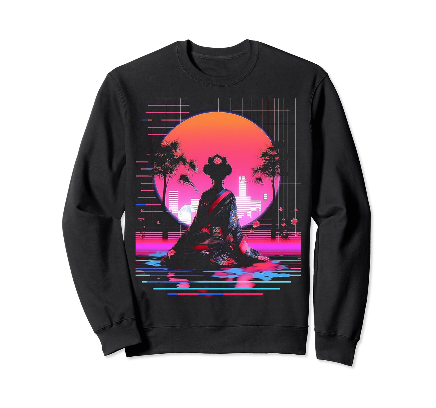 Vaporwave Geisha 80S Synthwave 1 Sweatshirt - Graphic Print Unisex - T-Shirt, Sweatshirt, Hoodie
