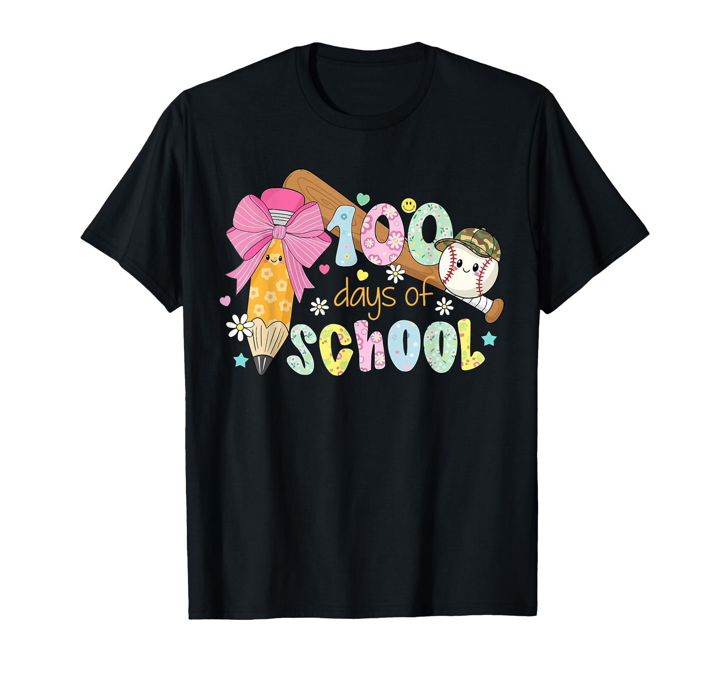 100 Days School Baseball Coquette T-Shirt - Fun Novelty Design for Adults - T-Shirt, Sweatshirt, Hoodie