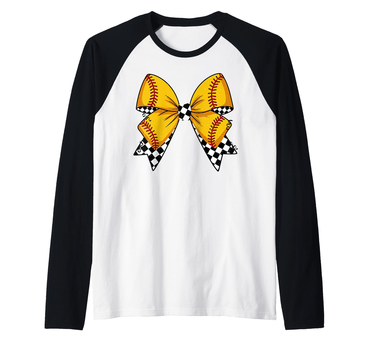 Baseball Bow Softball Checkered Sweatshirt - Minimalist Print Men Women - T-Shirt, Sweatshirt, Hoodie