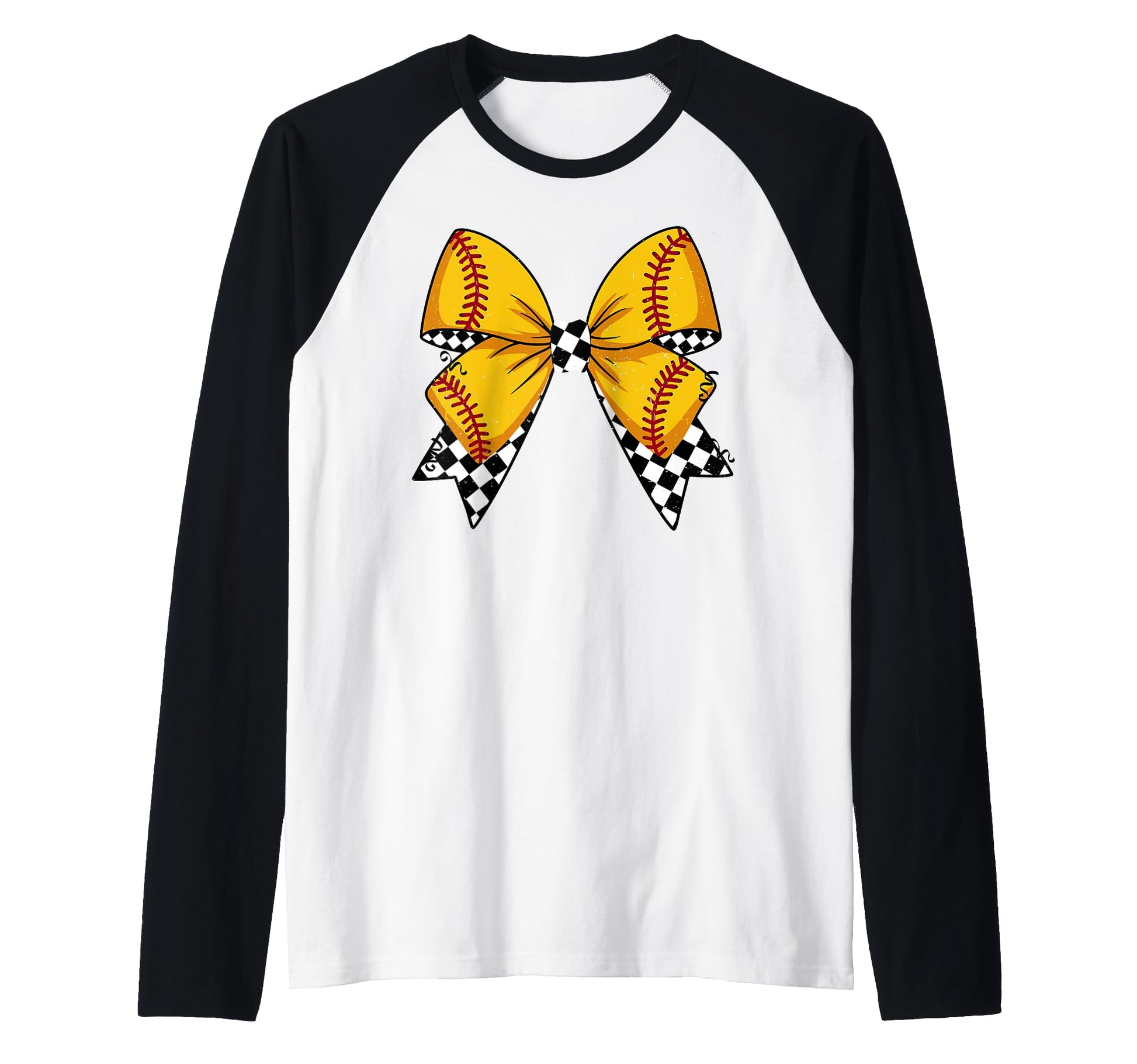 Baseball Bow Softball Checkered Sweatshirt - Minimalist Print Men Women - T-Shirt, Sweatshirt, Hoodie