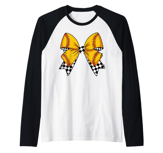 Baseball Bow Softball Checkered Sweatshirt - Minimalist Print Men Women - T-Shirt, Sweatshirt, Hoodie