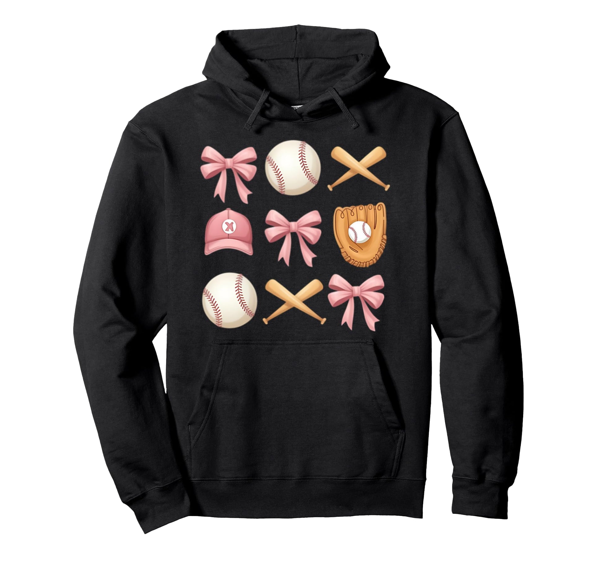 Baseball Coquette Bow Mom Sister Hoodie - Streetwear Style for Adults - T-Shirt, Sweatshirt, Hoodie