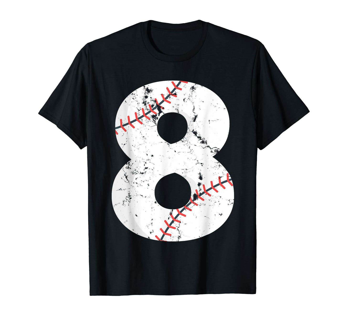 Number 8 Baseball Distressed Team T-Shirt - Graphic Print Men Women - T-Shirt, Sweatshirt, Hoodie