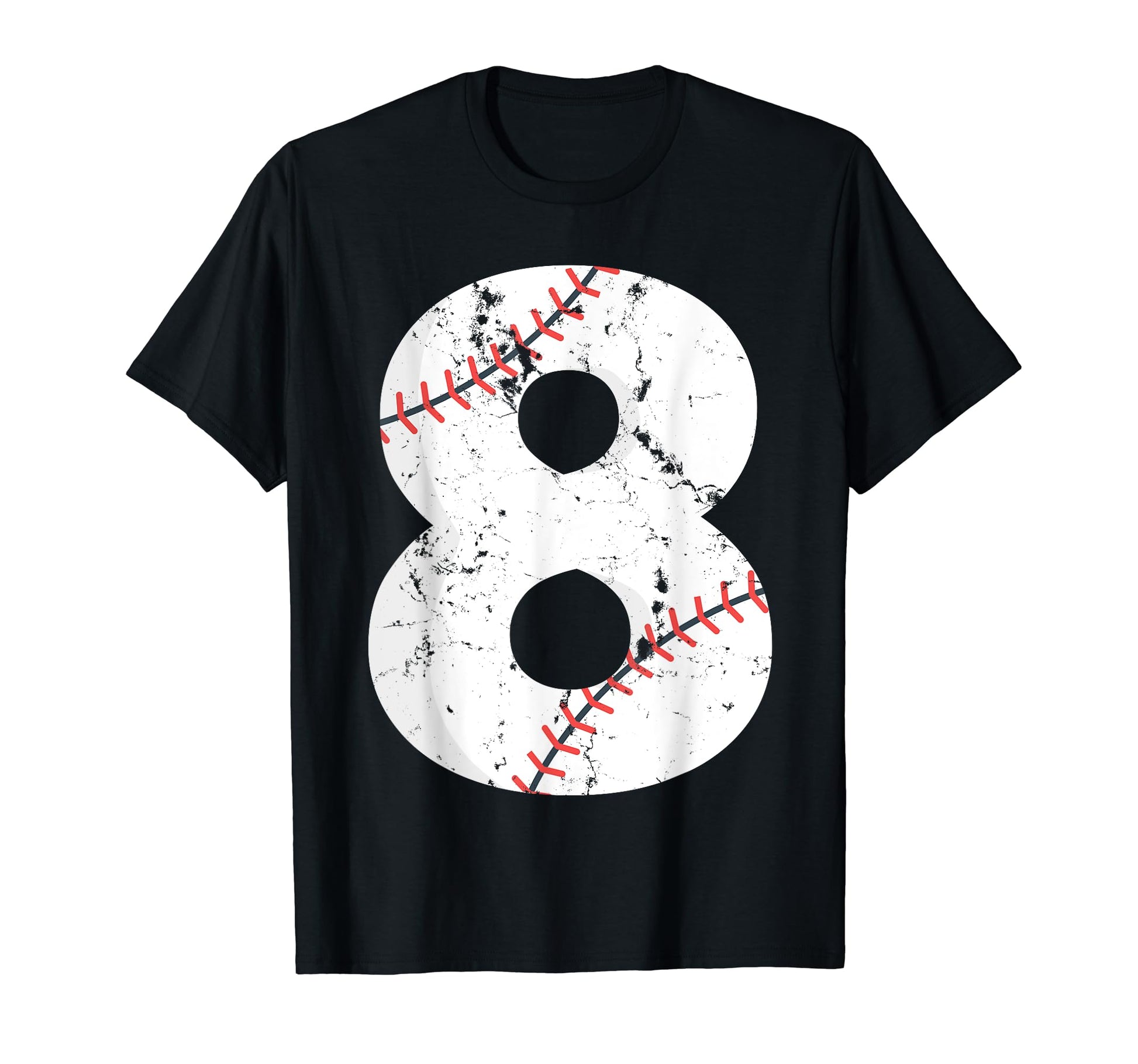 Number 8 Baseball Distressed Team T-Shirt - Graphic Print Men Women - T-Shirt, Sweatshirt, Hoodie