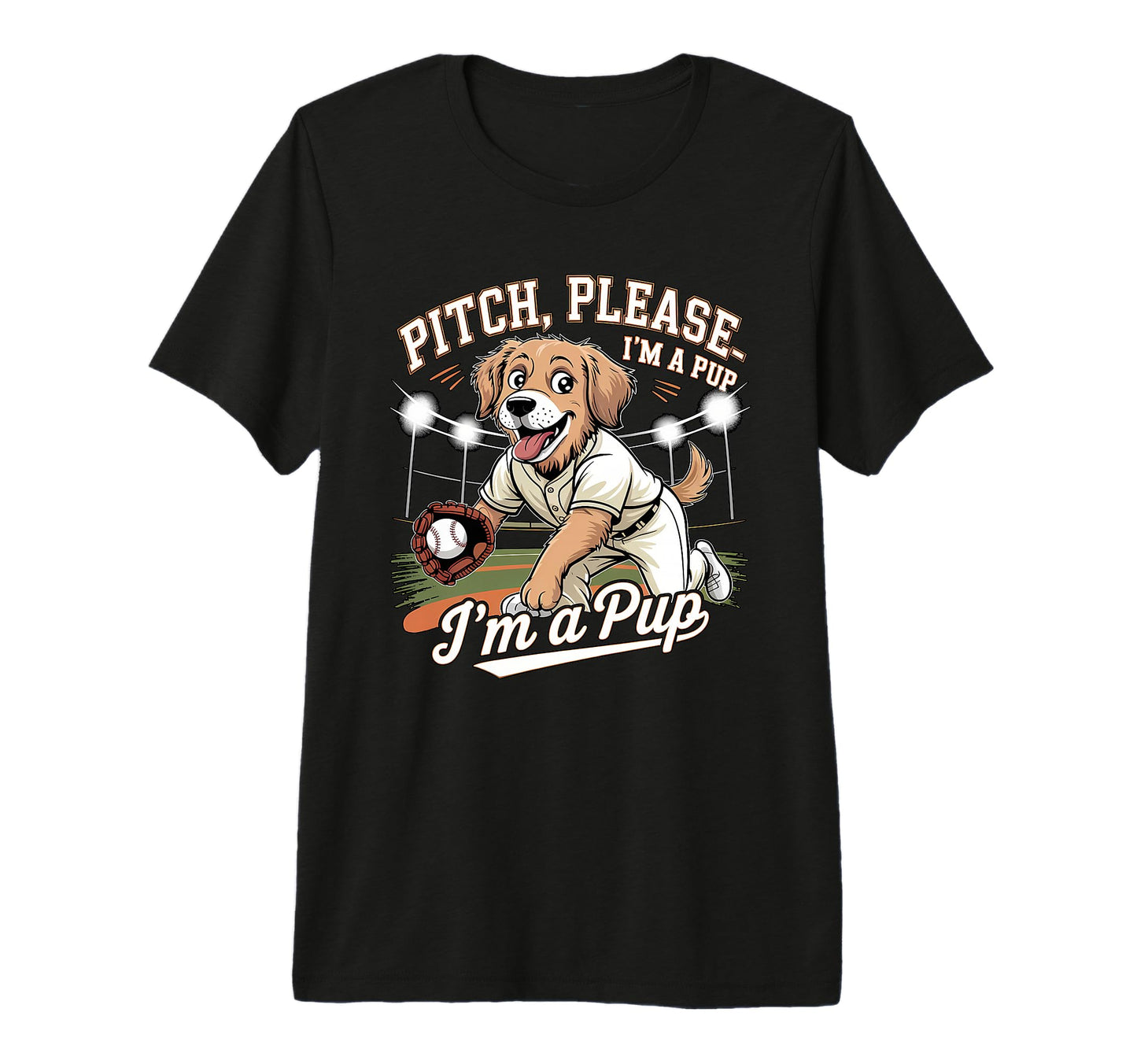 Pitch Please Pup Funny Baseball Dog T-Shirt - Minimalist Print Men Women - T-Shirt, Sweatshirt, Hoodie