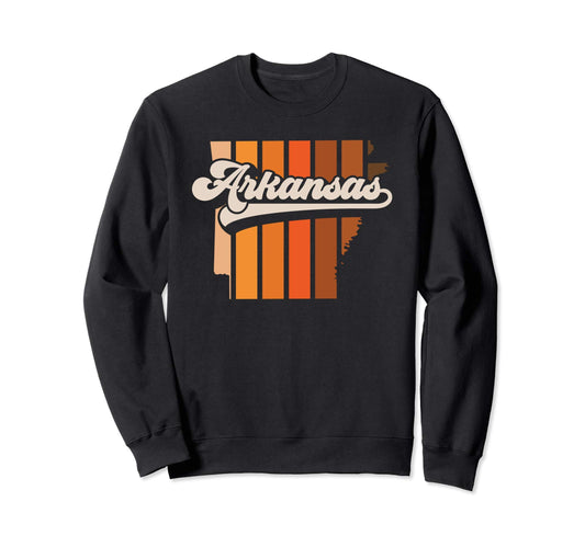 Arkansas 70S Stripe State Silhouette Sweatshirt - Unique Graphic Unisex - T-Shirt, Sweatshirt, Hoodie