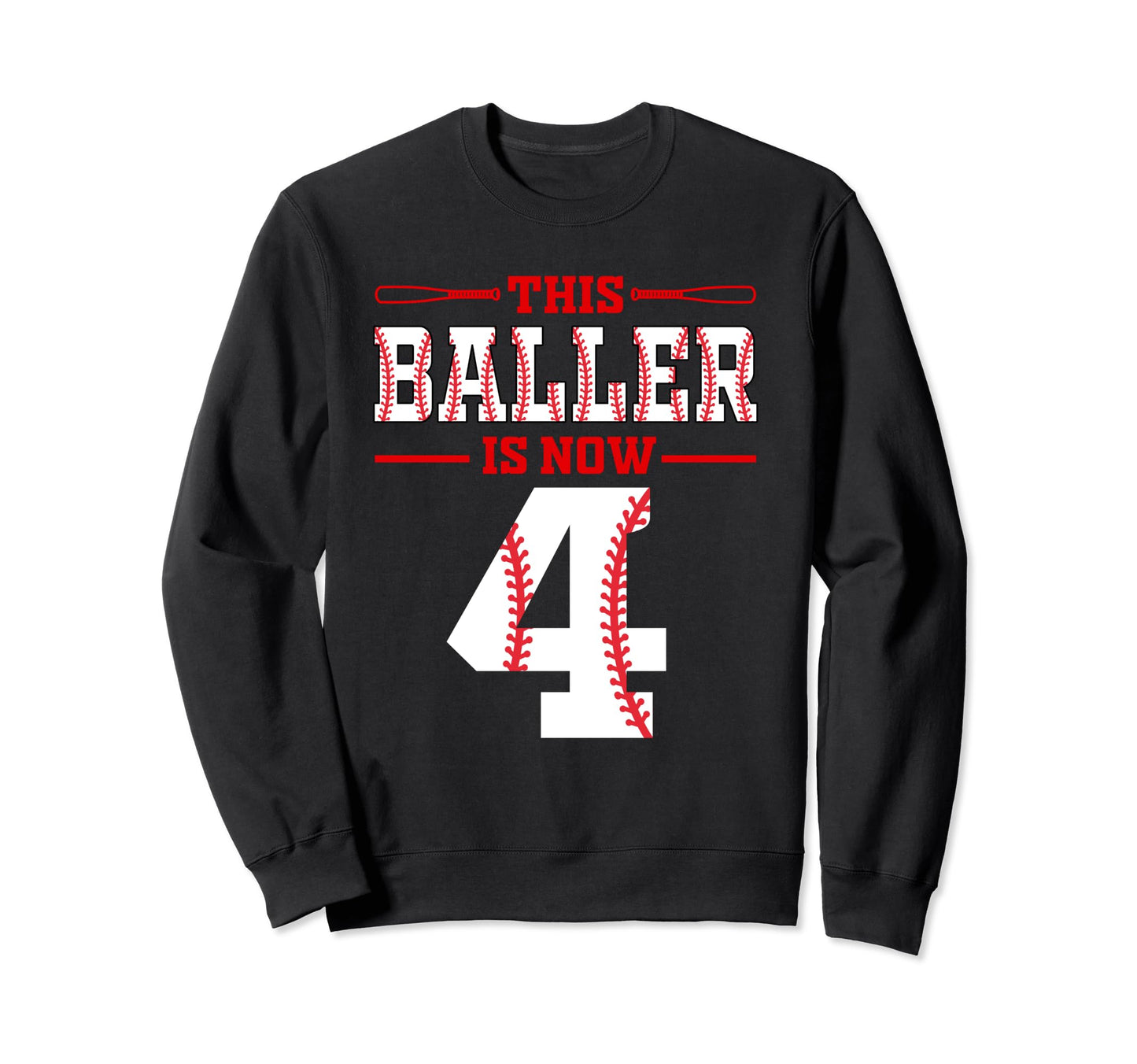 This Baller Is Now 4 Birthday Sweatshirt - Minimalist Print for Adults - T-Shirt, Sweatshirt, Hoodie