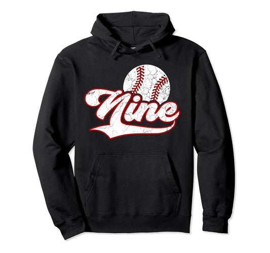 9Th Birthday Party Baseball 9 Year Old Hoodie - Graphic Print for Adults - T-Shirt, Sweatshirt, Hoodie