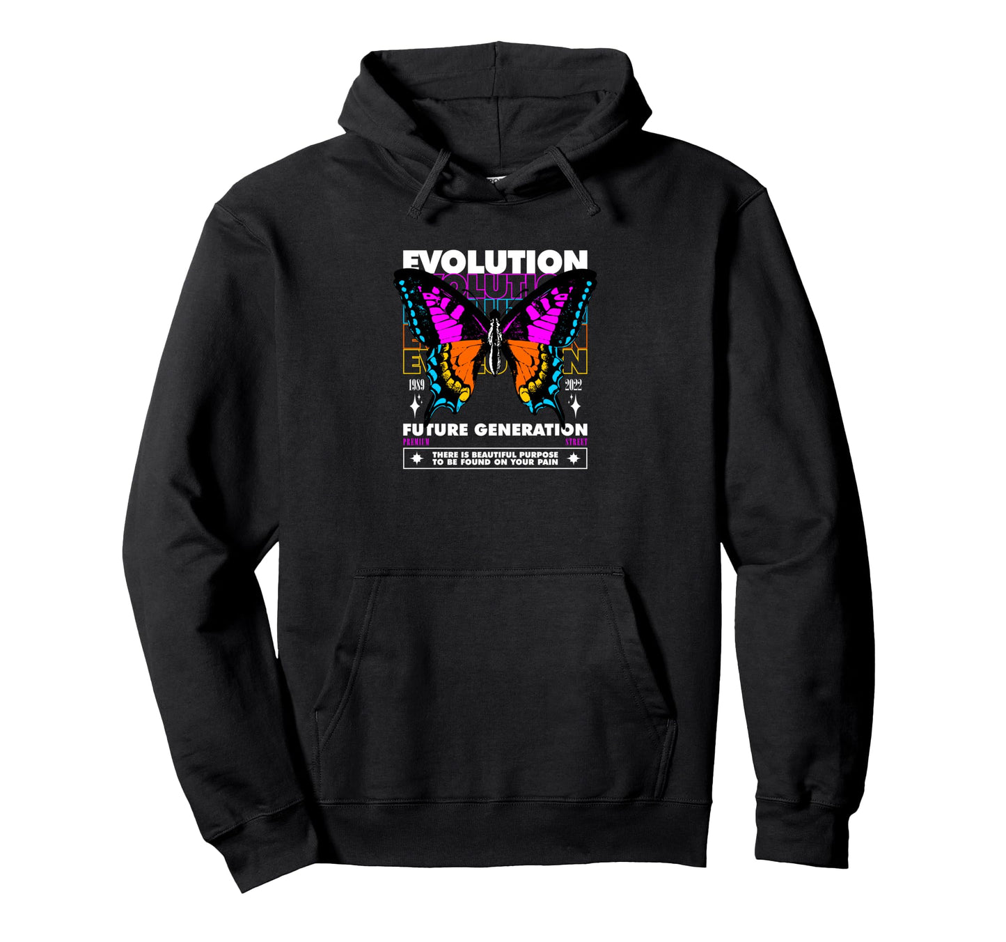 Butterfly Evolution Y2K Grunge Hoodie - Minimalist Print for Adults - T-Shirt, Sweatshirt, Hoodie