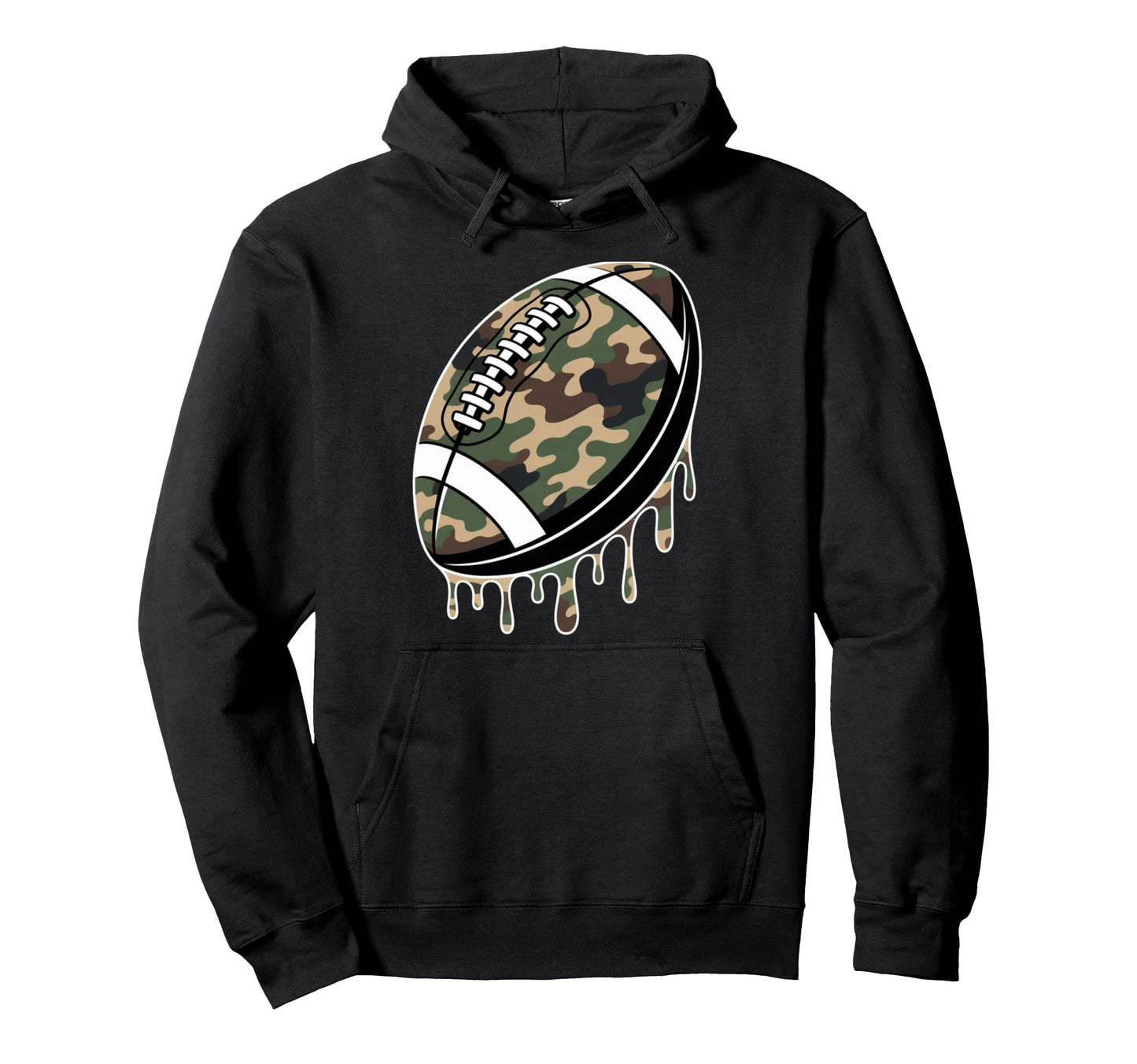 Camo American Football Drip Camouflage Hoodie - Novelty Apparel for Adults - T-Shirt, Sweatshirt, Hoodie