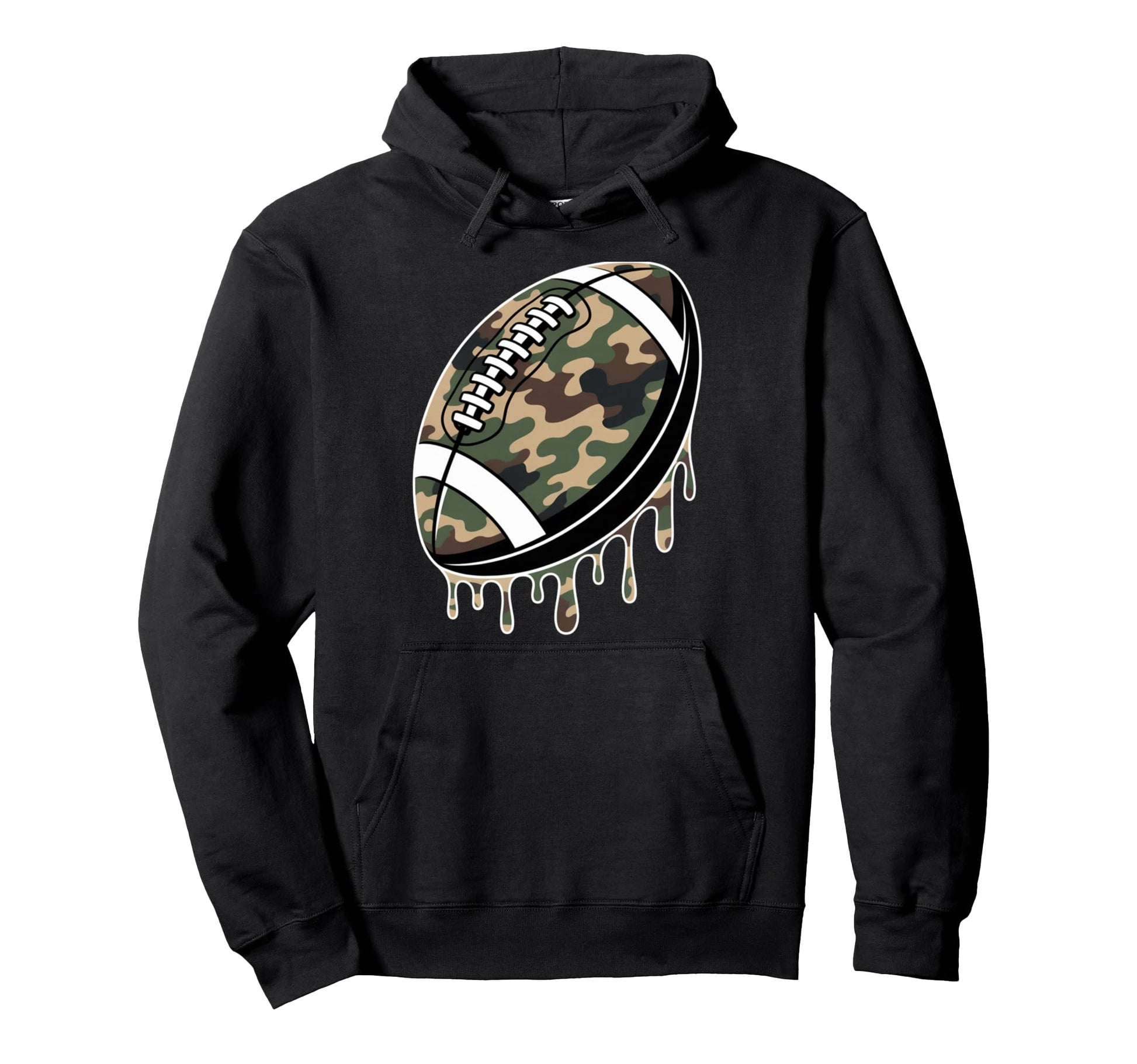 Camo American Football Drip Camouflage Hoodie - Novelty Apparel for Adults - T-Shirt, Sweatshirt, Hoodie