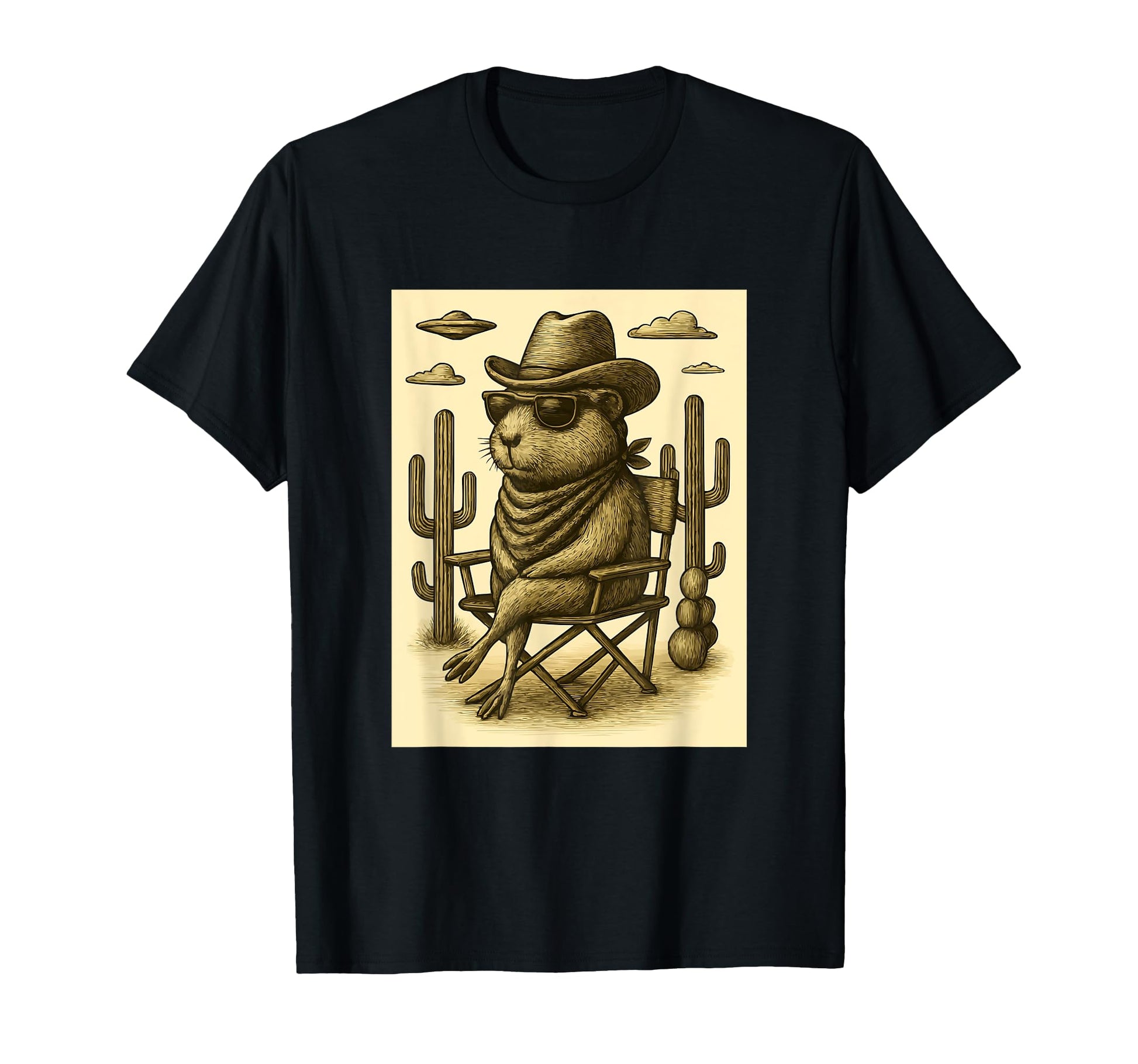 Cowboy Guinea Pig Sunglasses Animal Alien T-Shirt - Novelty Apparel Unisex - T-Shirt, Sweatshirt, Hoodie
