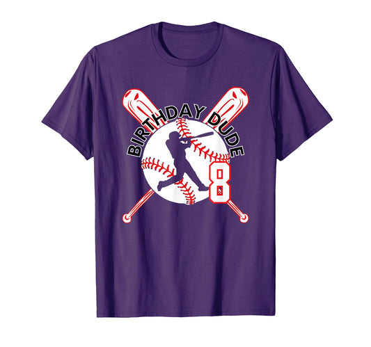 8 Year Old Baseball Guy 8Th Birthday T-Shirt - Streetwear Style Men Women - T-Shirt, Sweatshirt, Hoodie