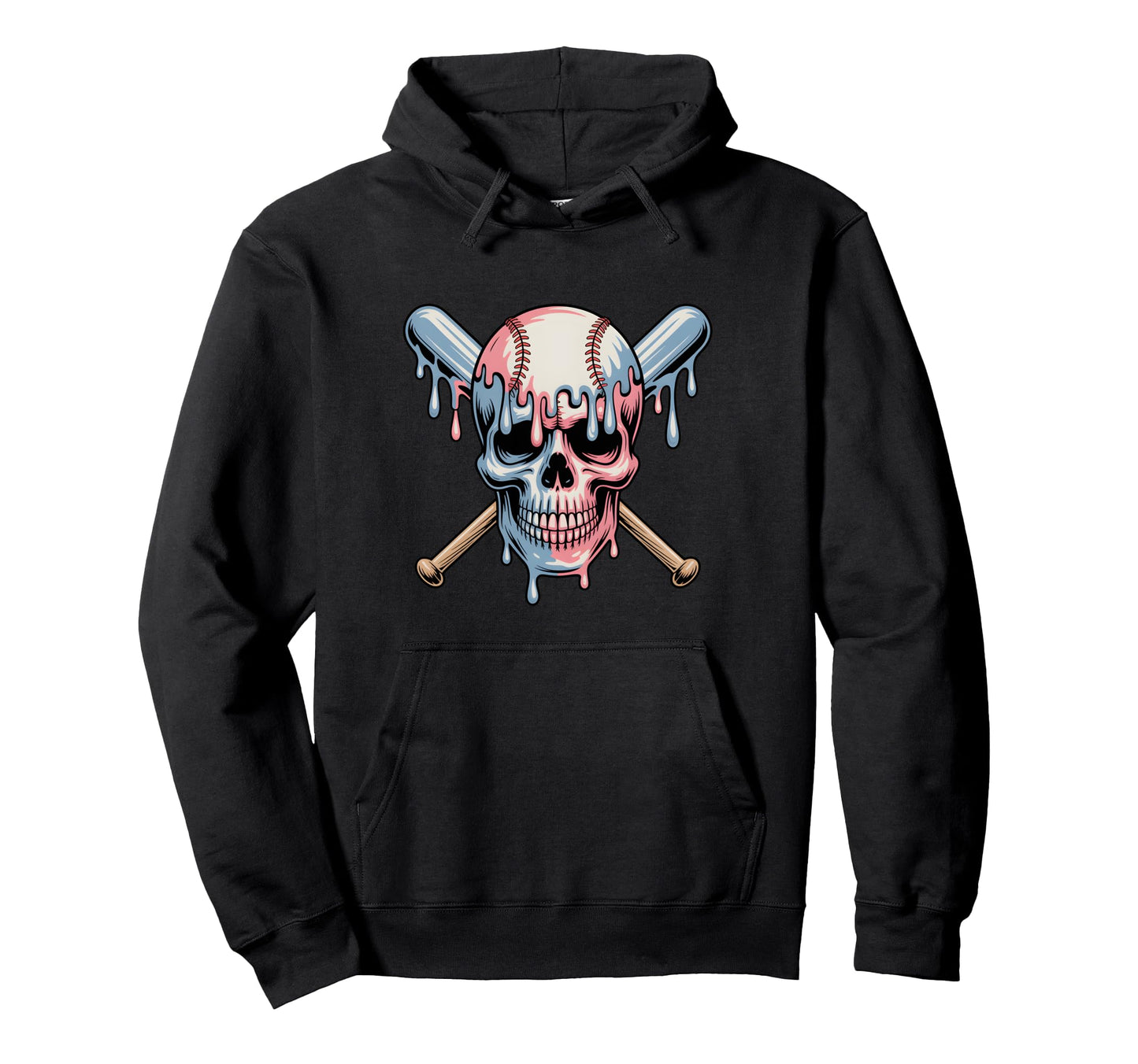 Baseball Skull Drip Baseball Drip Hoodie - Casual Everyday Wear for Adults - T-Shirt, Sweatshirt, Hoodie