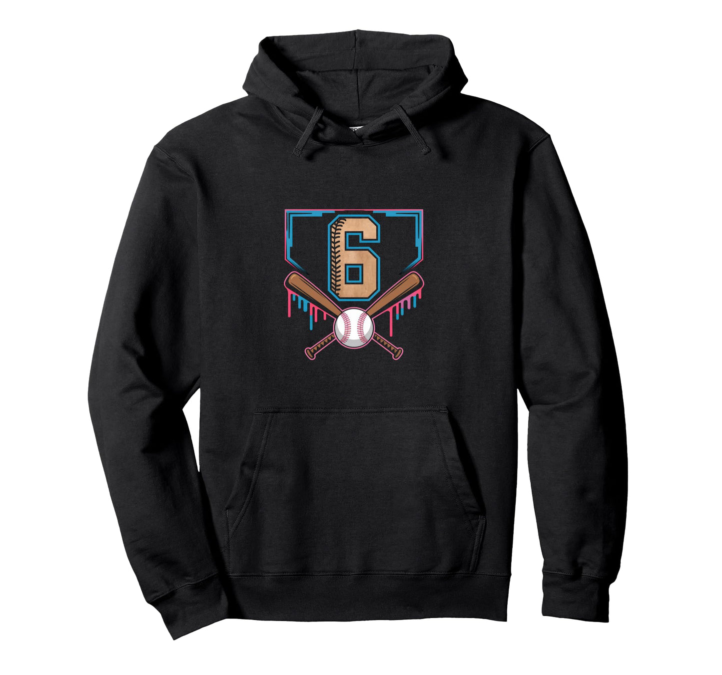 6Th Birthday Baseball Home Ice Cream Hoodie - Fun Novelty Design Unisex - T-Shirt, Sweatshirt, Hoodie