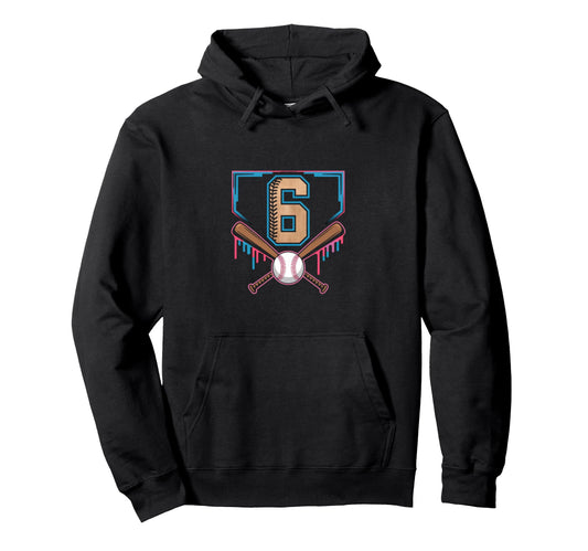 6Th Birthday Baseball Home Ice Cream Hoodie - Fun Novelty Design Unisex - T-Shirt, Sweatshirt, Hoodie
